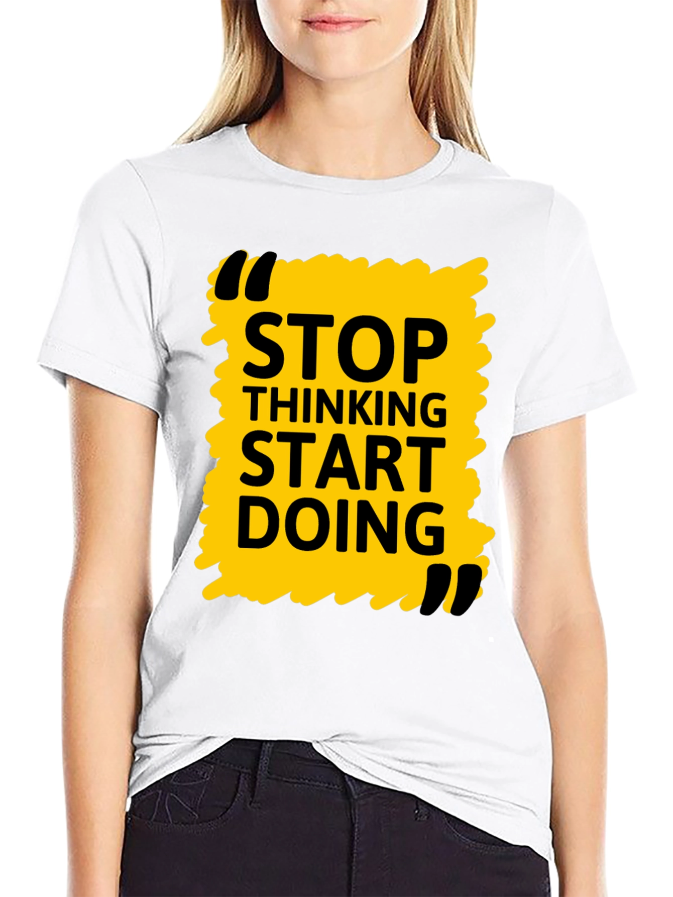 Stop Thinking Start Doing Black Graphic Tee