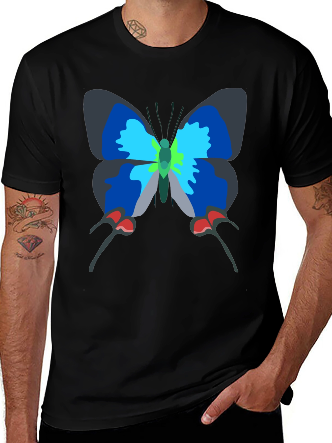 Butterfly Graphic Tee - Casual Black T-Shirt