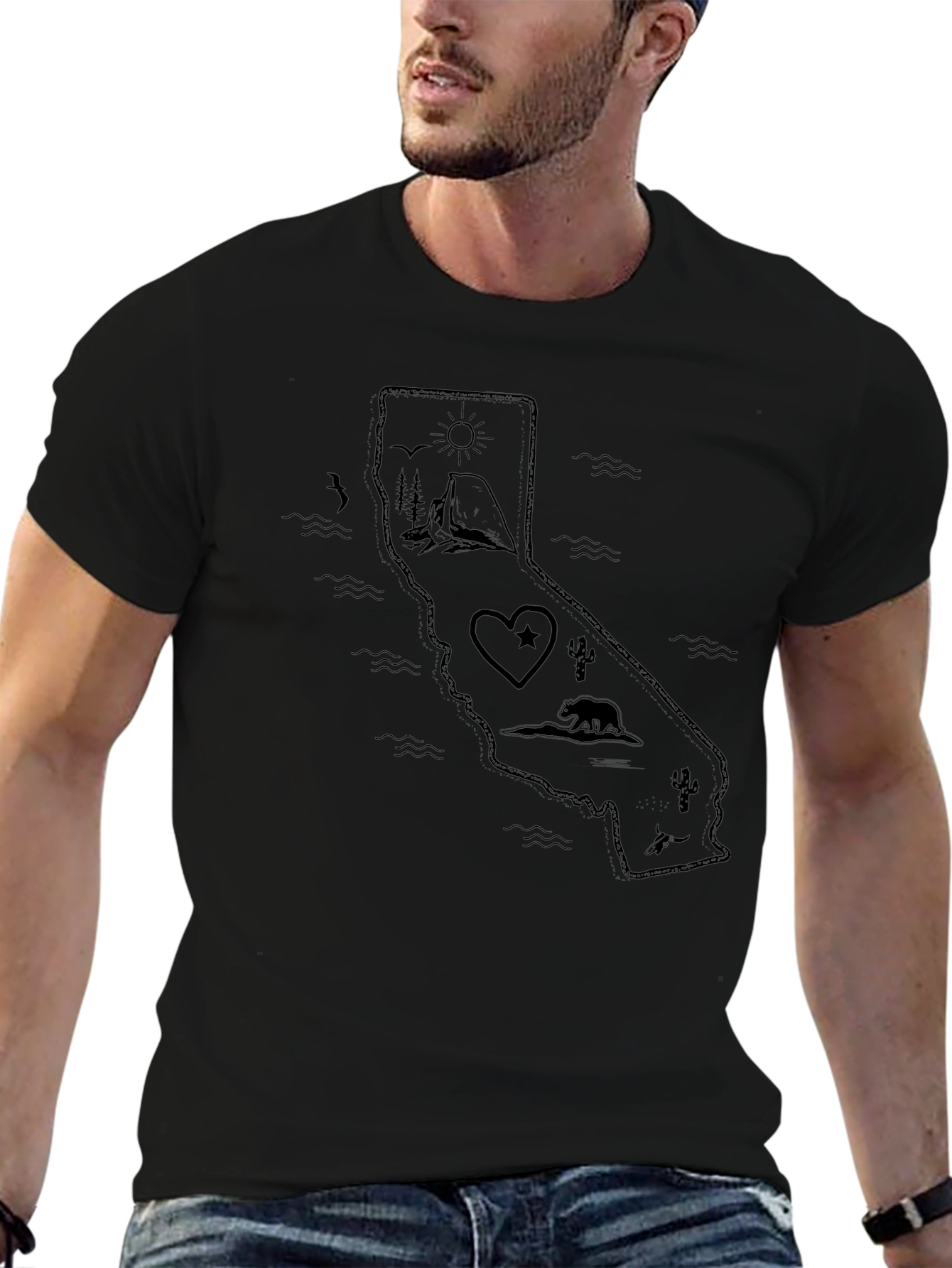 California Graphic Tee - Mens Black Casual Shirt