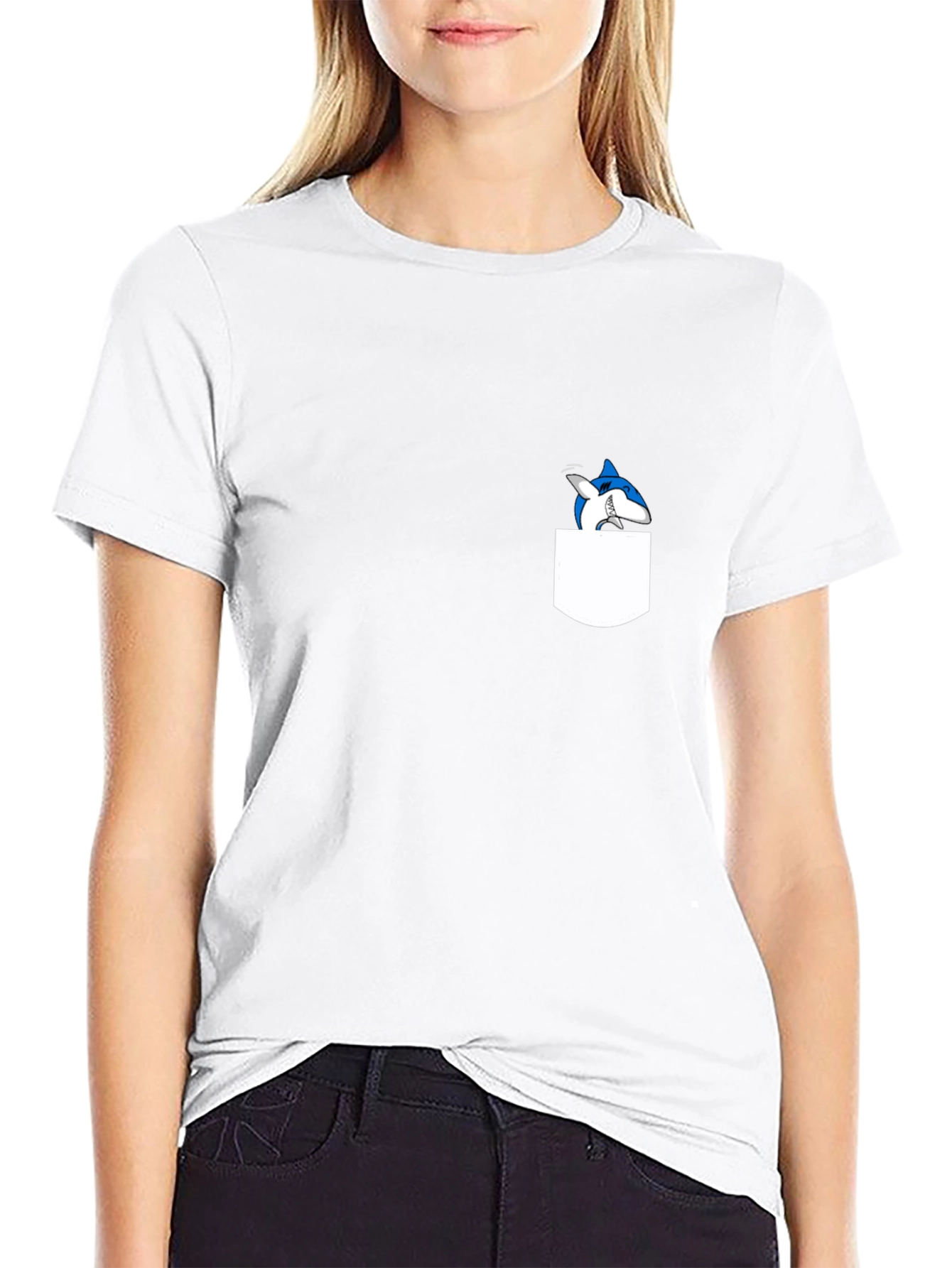 Shark Pocket T-Shirt - Black Cotton Tee