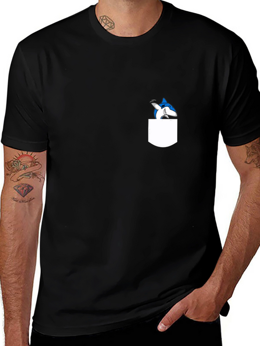 Shark Pocket T-Shirt - Black Cotton Tee