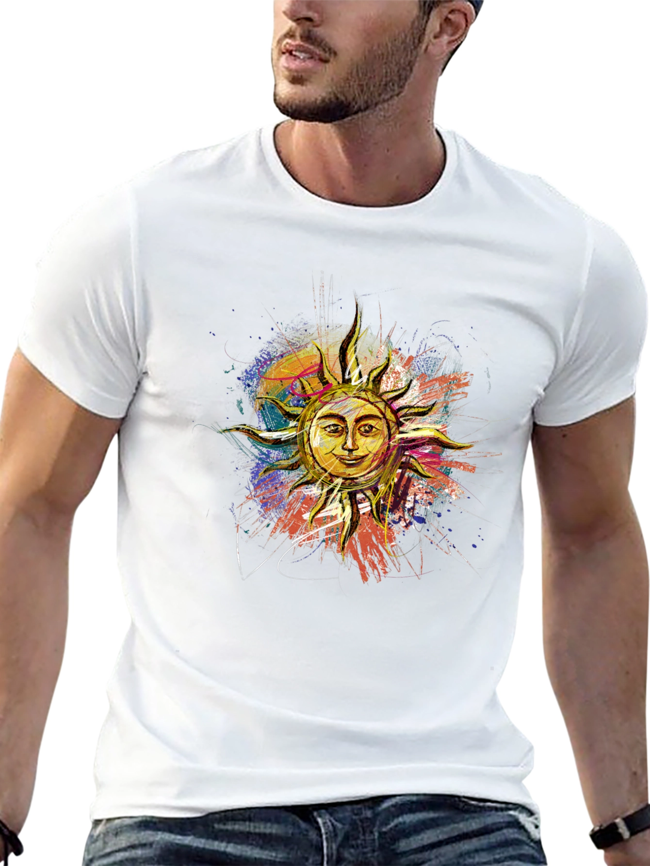 Sun Graphic Print Black T-Shirt