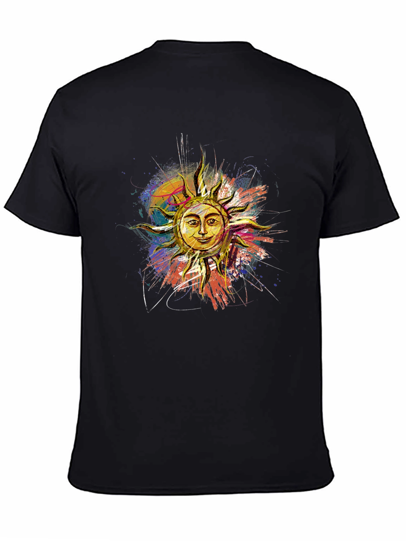 Sun Graphic Print Black T-Shirt