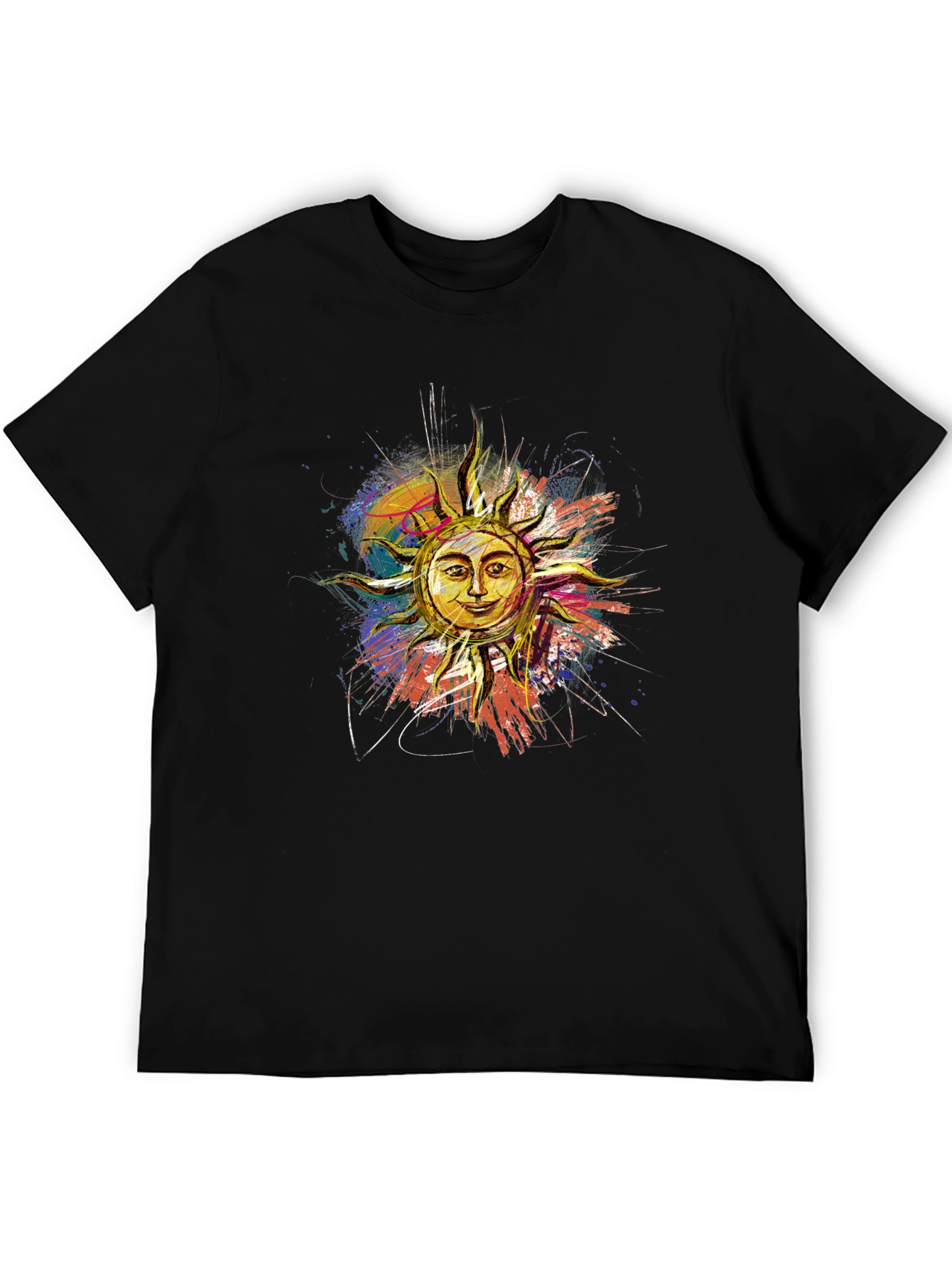 Sun Graphic Print Black T-Shirt