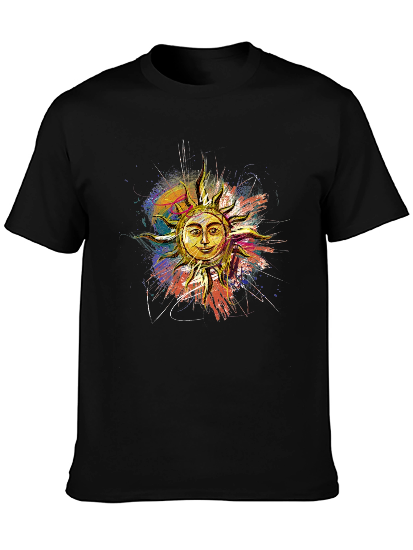 Sun Graphic Print Black T-Shirt