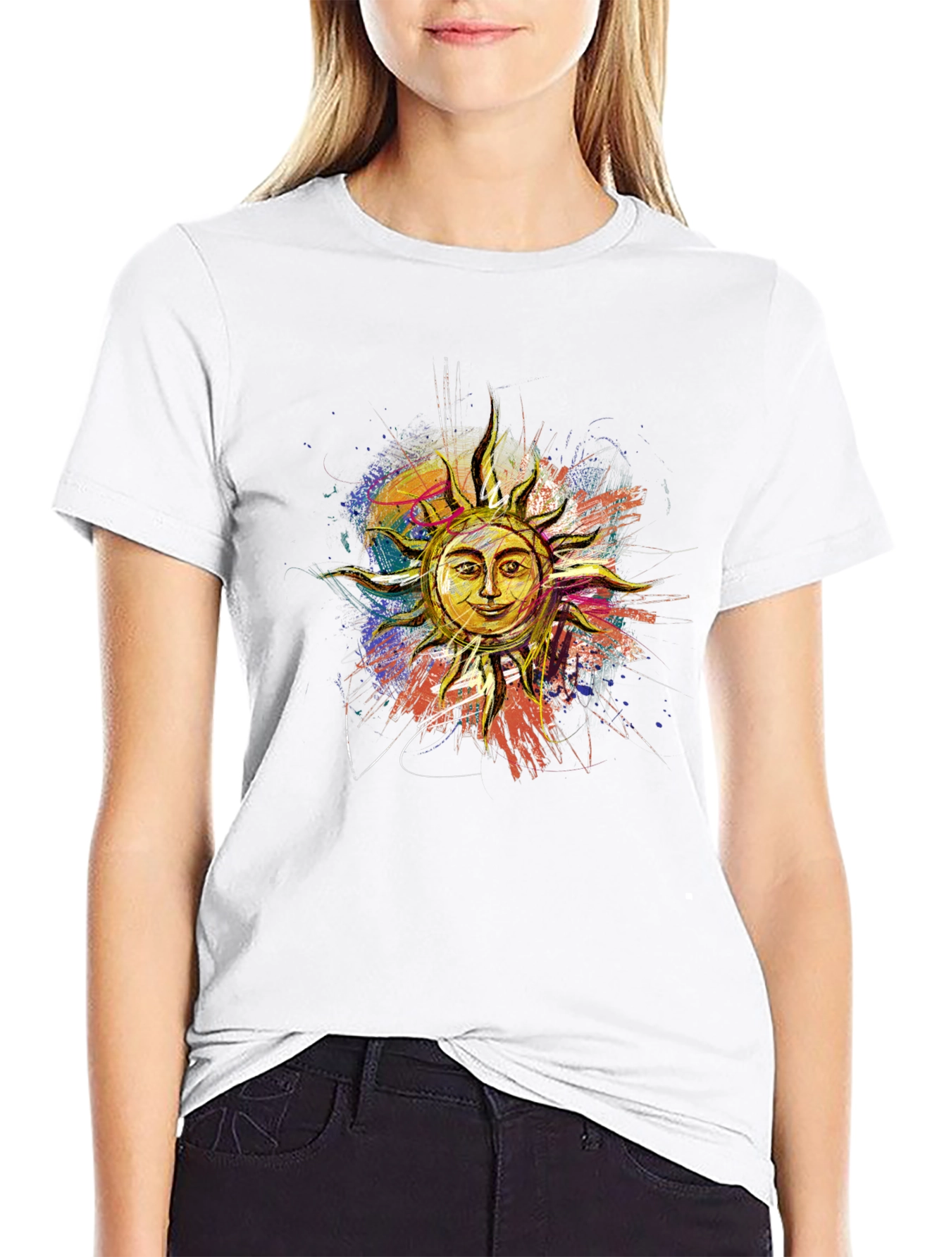 Sun Graphic Print Black T-Shirt