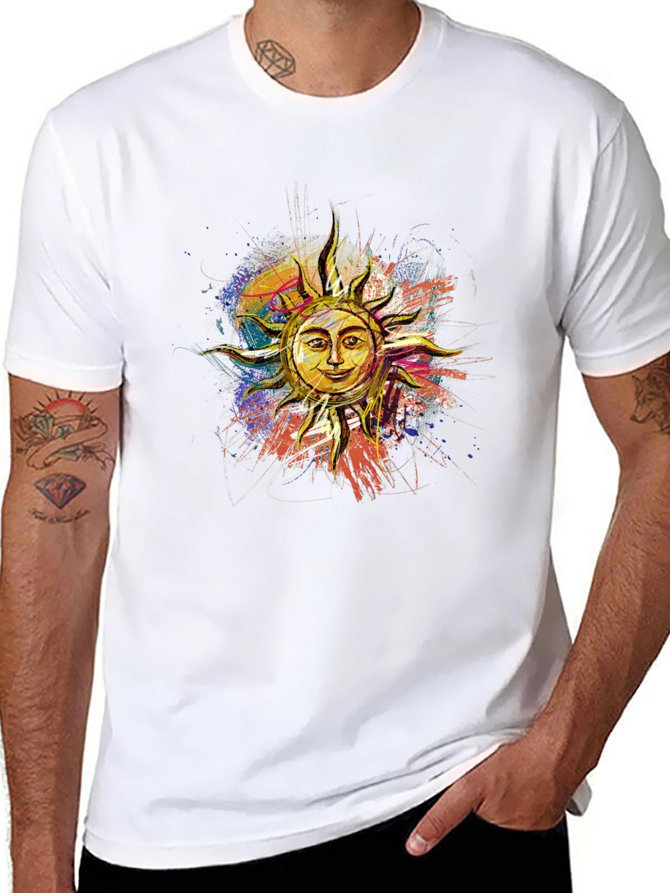 Sun Graphic Print Black T-Shirt