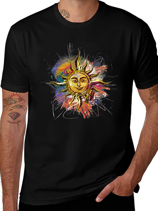 Sun Graphic Print Black T-Shirt