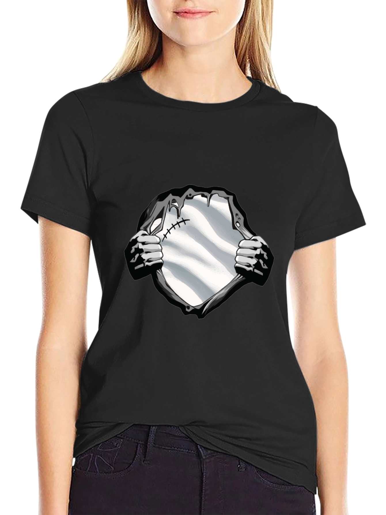 Superhero Reveal Graphic Tee - Black Cotton Blend