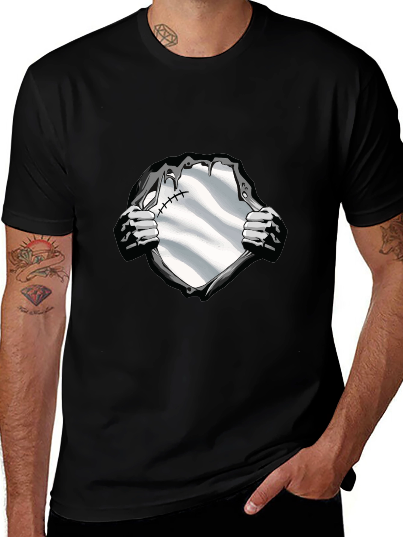 Superhero Reveal Graphic Tee - Black Cotton Blend