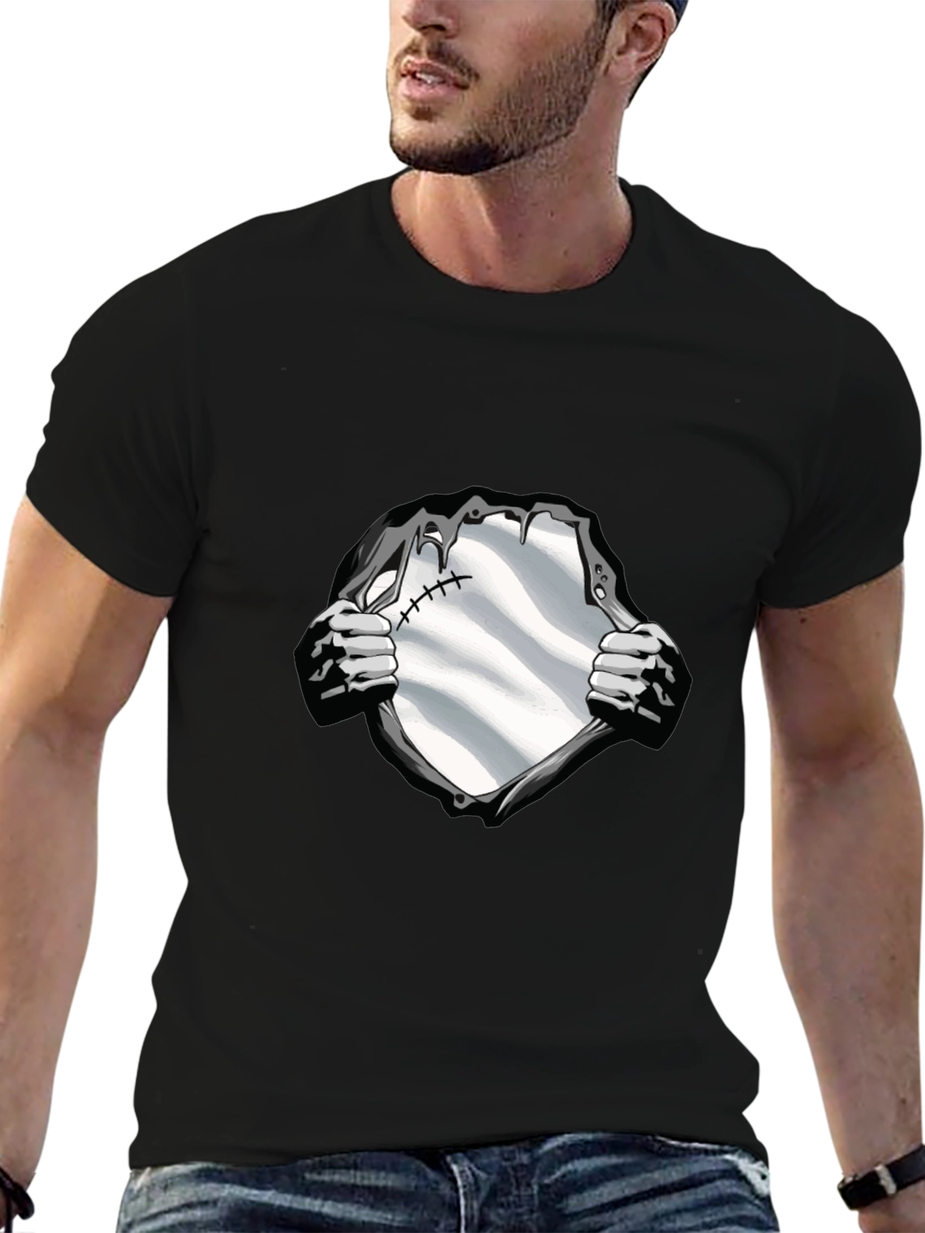 Superhero Reveal Graphic Tee - Black Cotton Blend