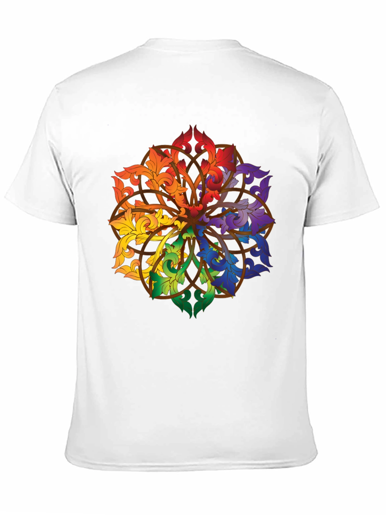 Rainbow Floral Mandala Black T-Shirt