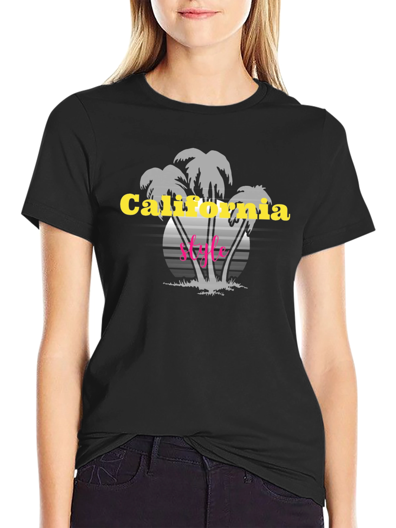 California Style Black Graphic T-Shirt