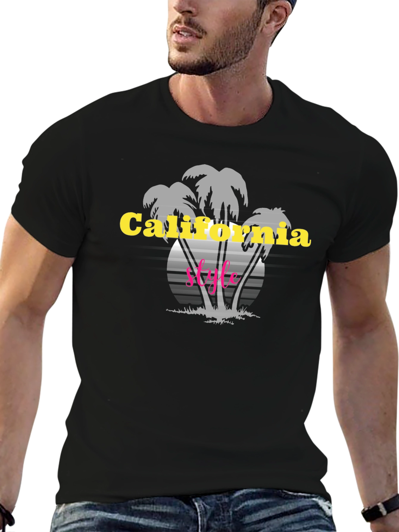 California Style Black Graphic T-Shirt