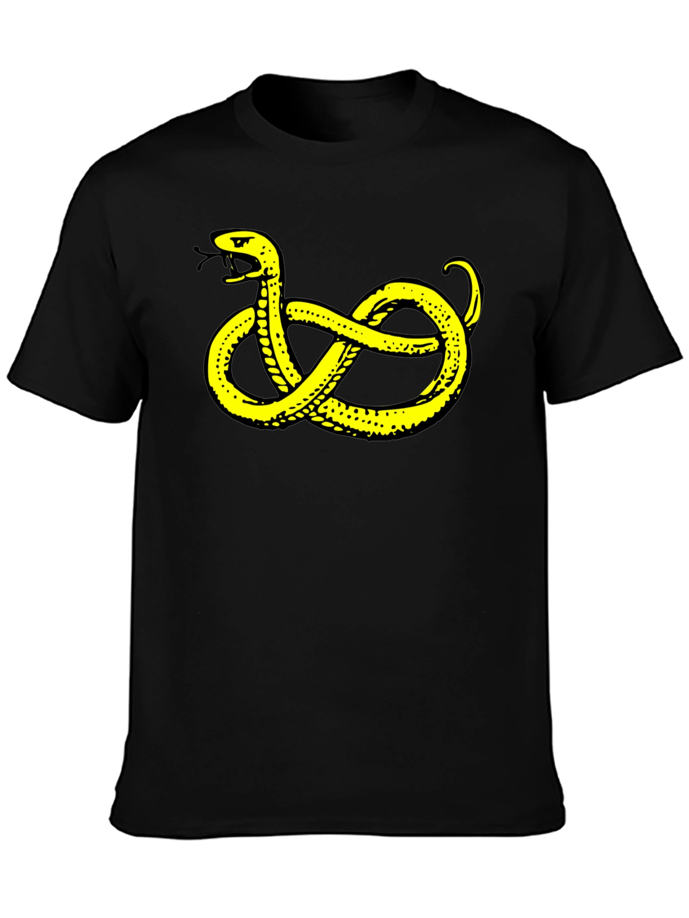 Black T-Shirt with Yellow Snake Design