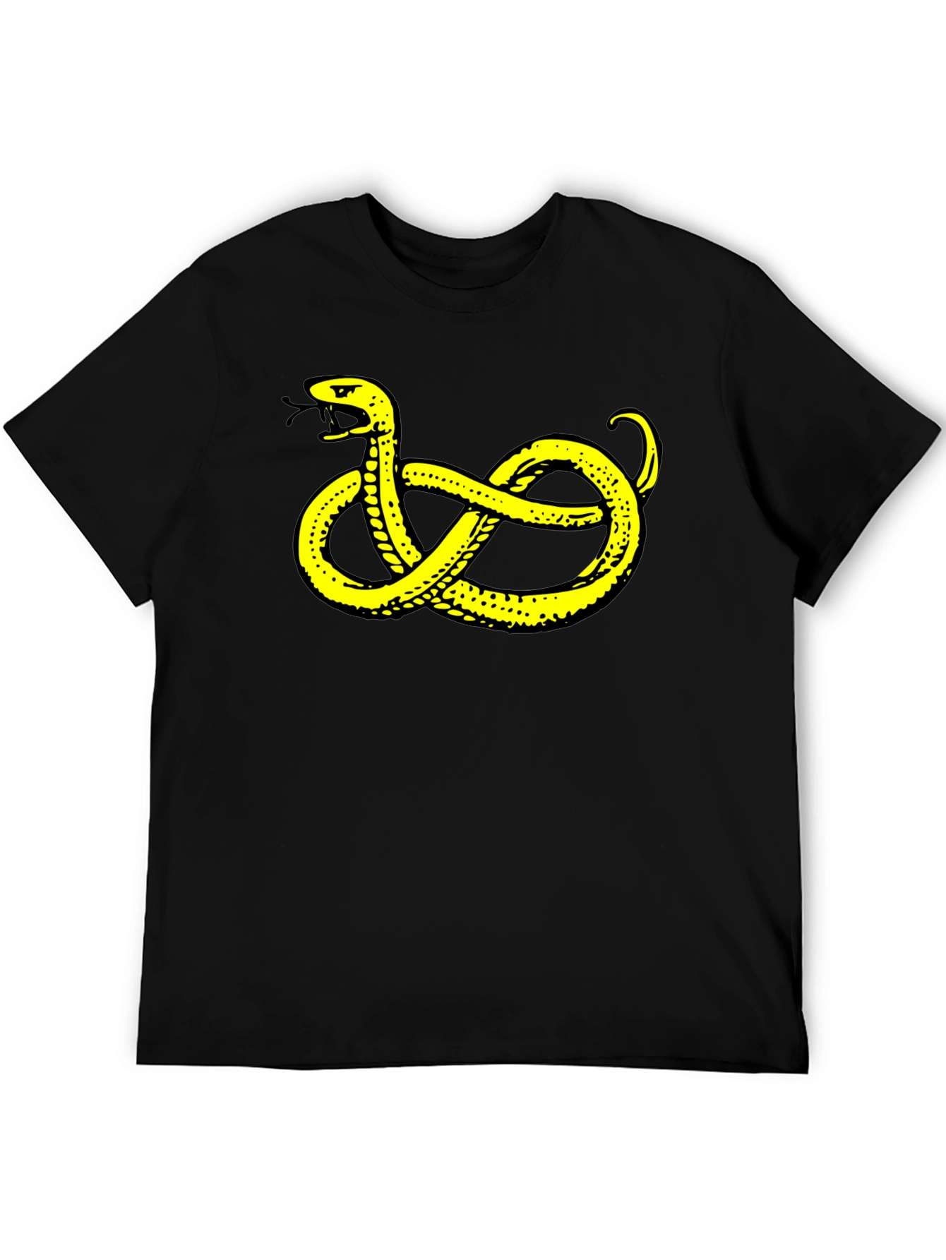 Black T-Shirt with Yellow Snake Design