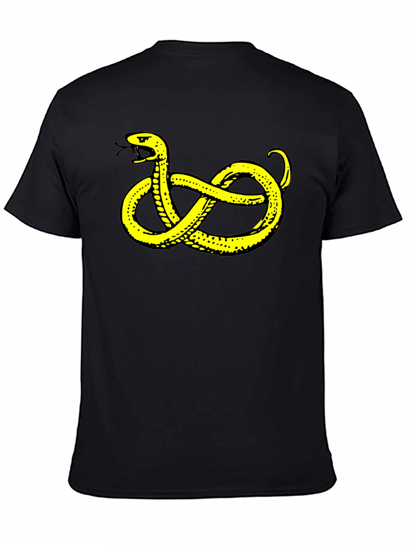 Black T-Shirt with Yellow Snake Design