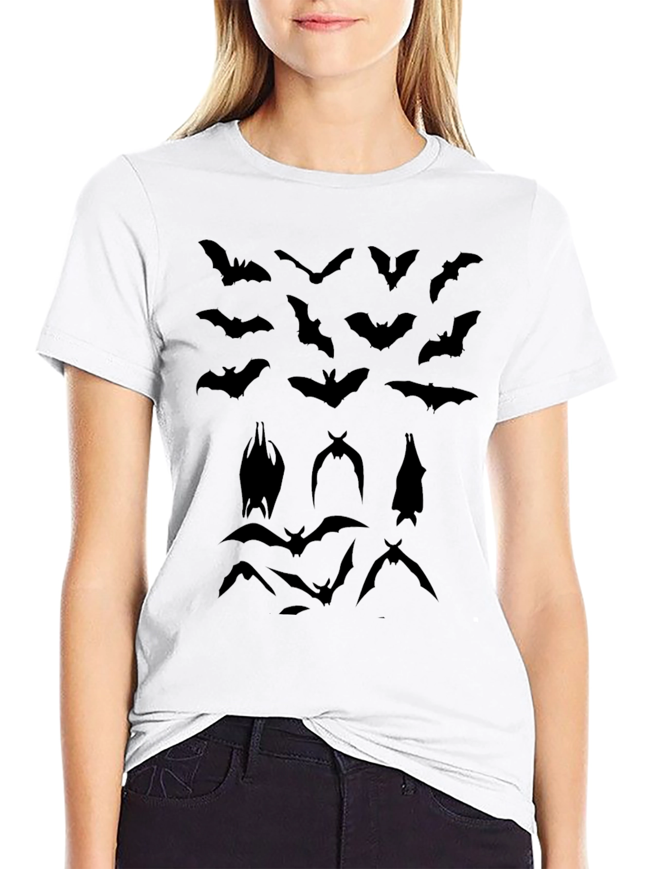 Bat Graphic Tee - Black Cotton T-Shirt