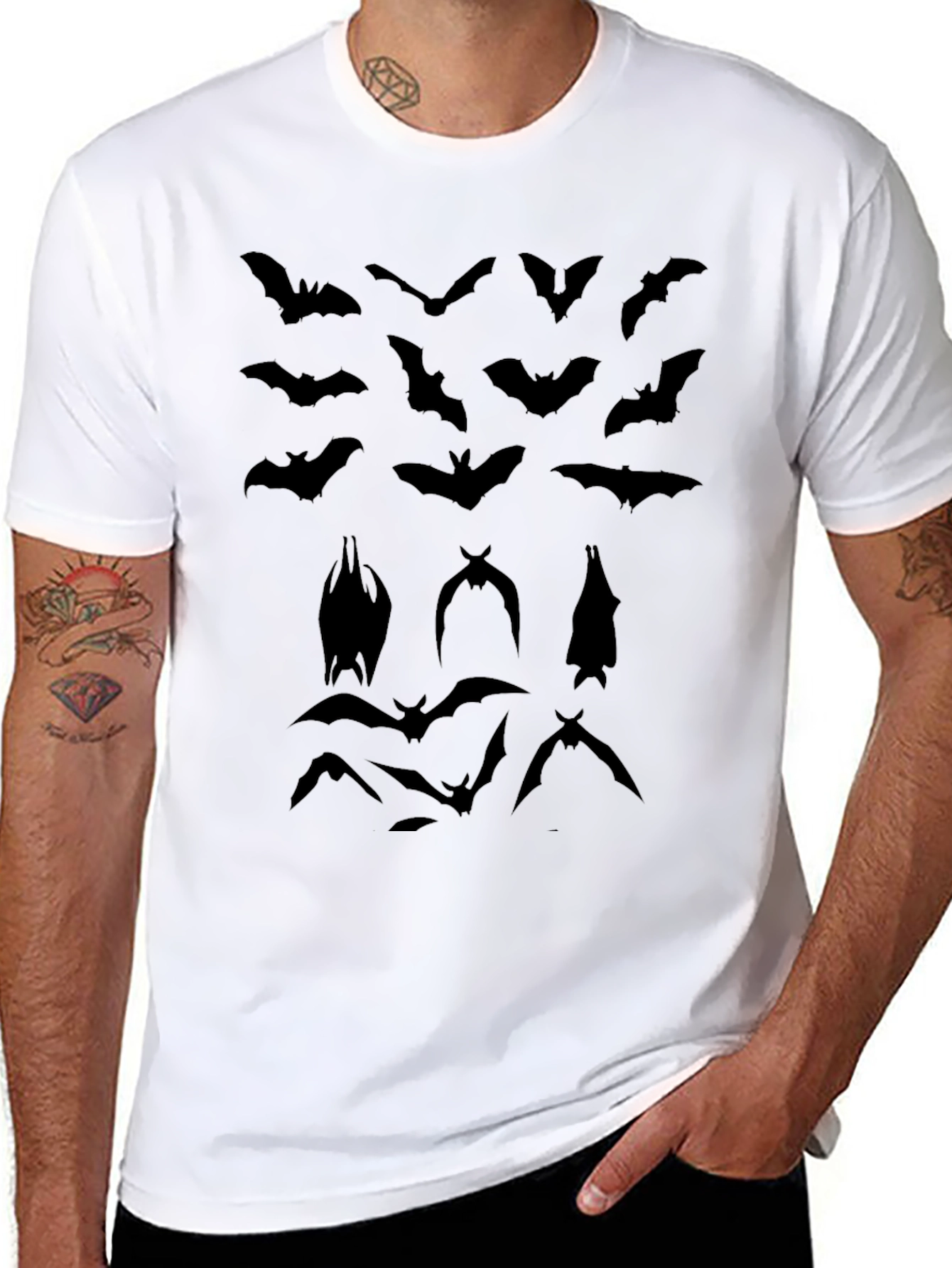 Bat Graphic Tee - Black Cotton T-Shirt