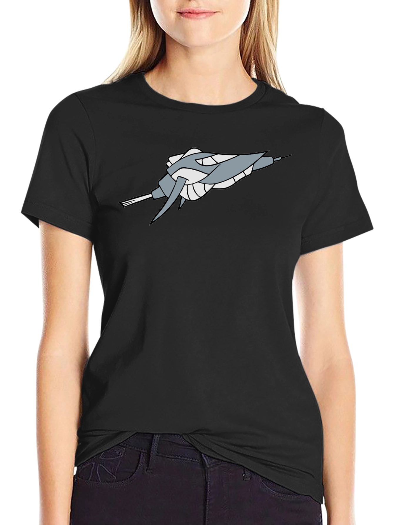 Sci-Fi Spaceship Graphic Black Tee - Stylish Geek Chic