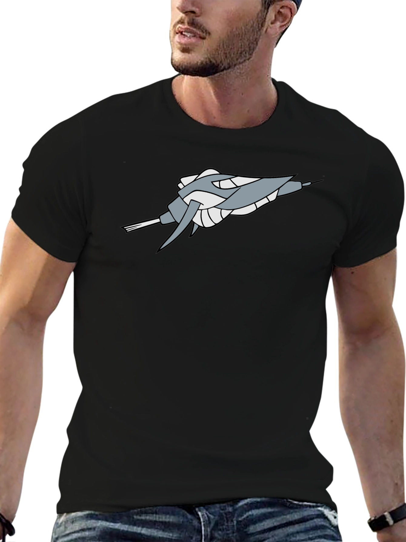 Sci-Fi Spaceship Graphic Black Tee - Stylish Geek Chic
