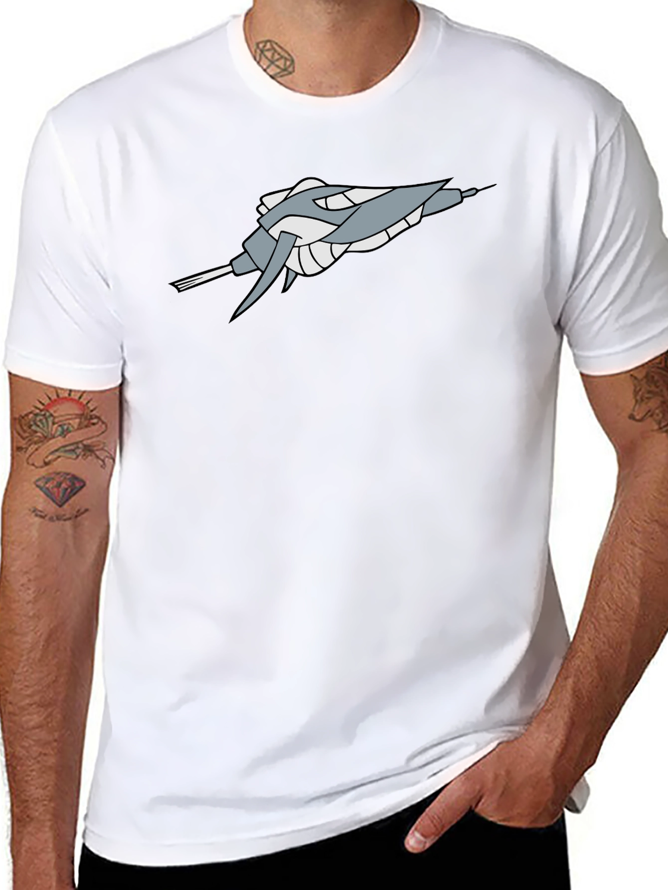 Sci-Fi Spaceship Graphic Black Tee - Stylish Geek Chic