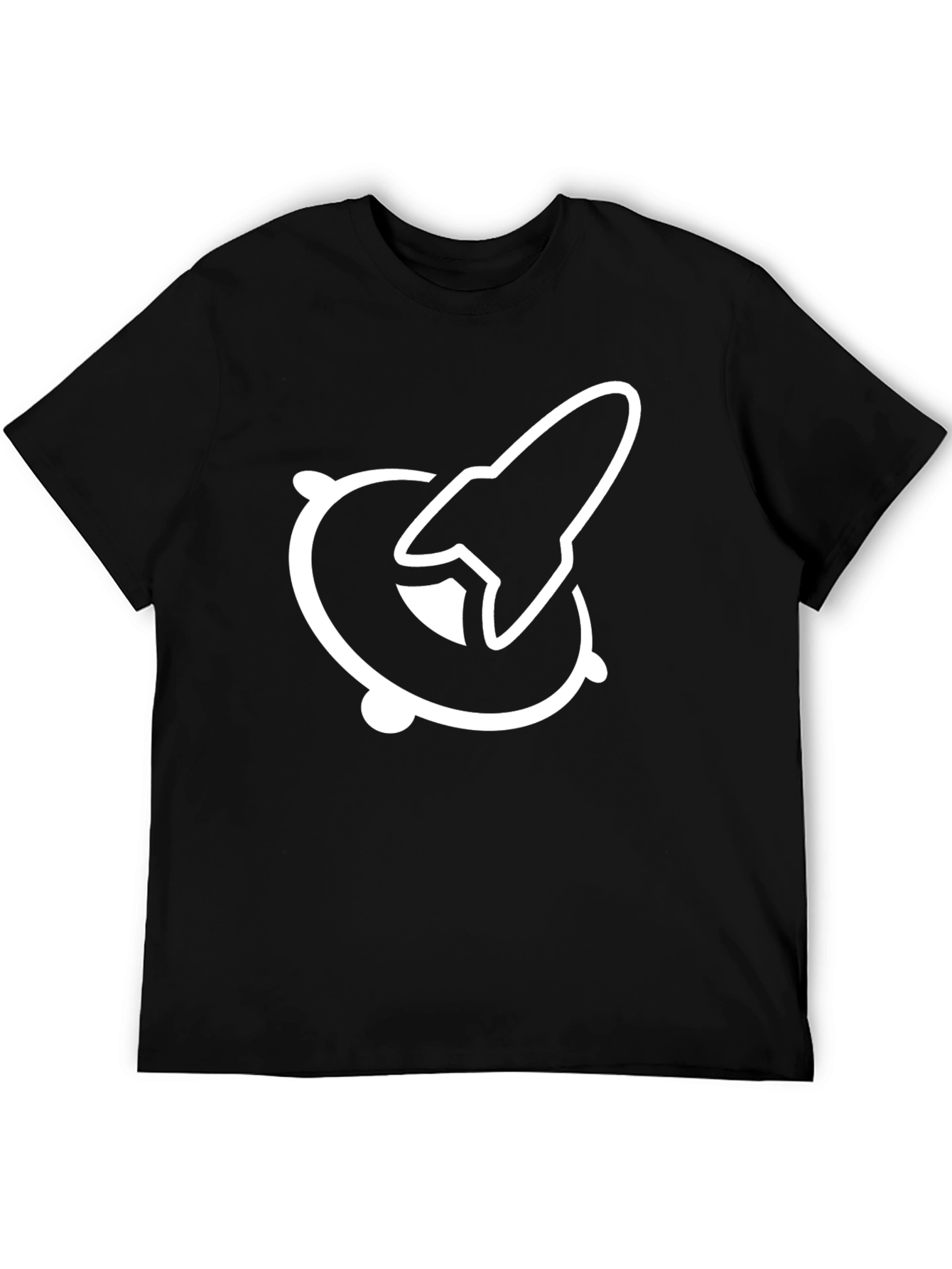 Rocket Orbit Graphic Tee - Black Cotton T-Shirt