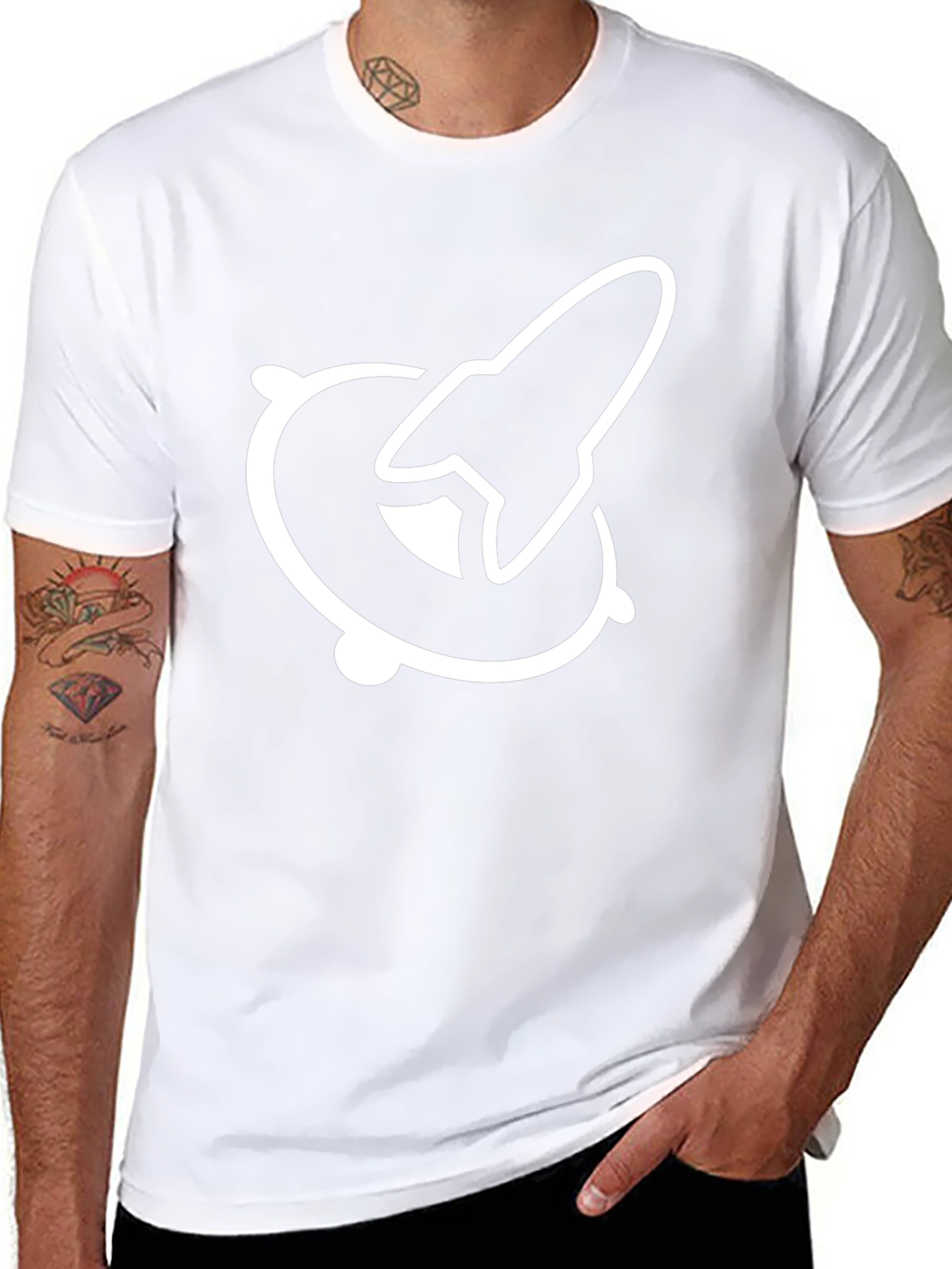 Rocket Orbit Graphic Tee - Black Cotton T-Shirt