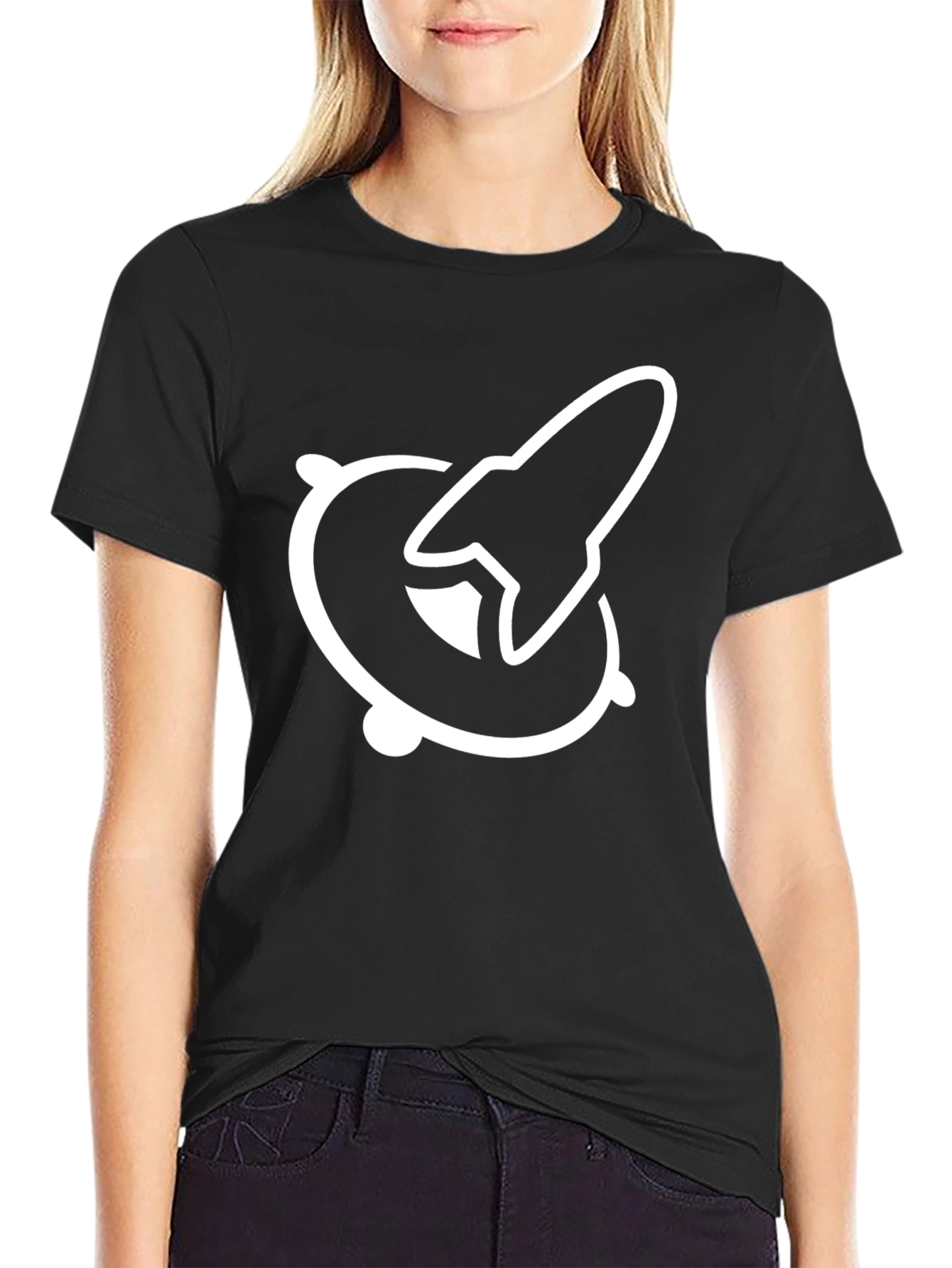 Rocket Orbit Graphic Tee - Black Cotton T-Shirt