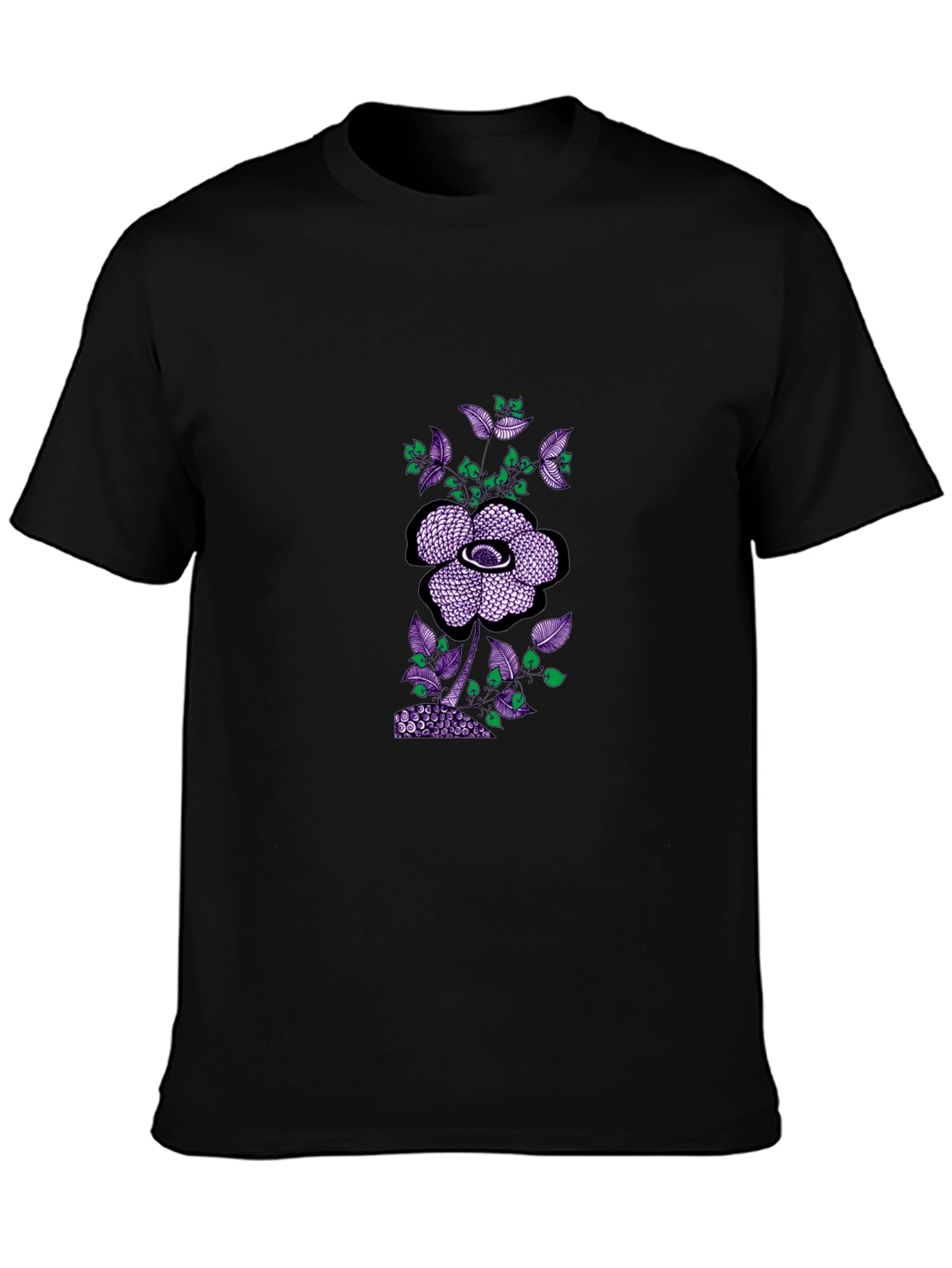Black Tee with Abstract Floral Print