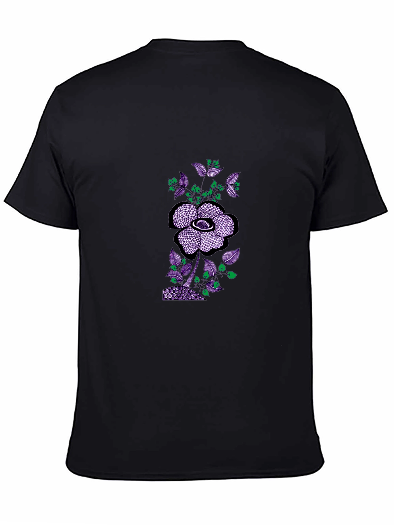 Black Tee with Abstract Floral Print