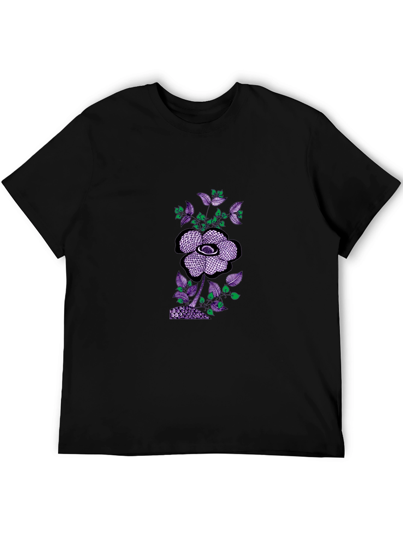 Black Tee with Abstract Floral Print