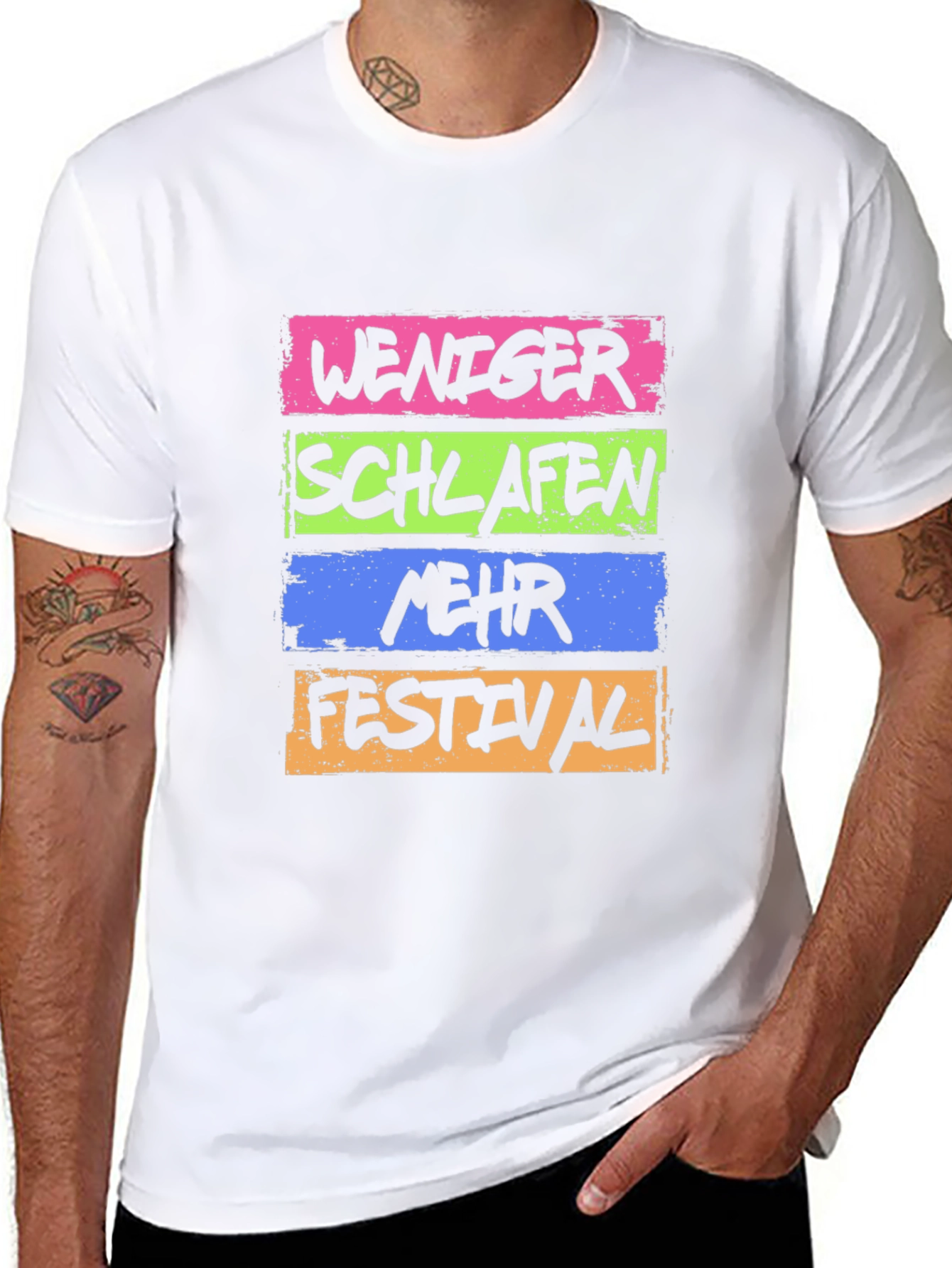 Weniger Schlafen Mehr Festival Black T-Shirt