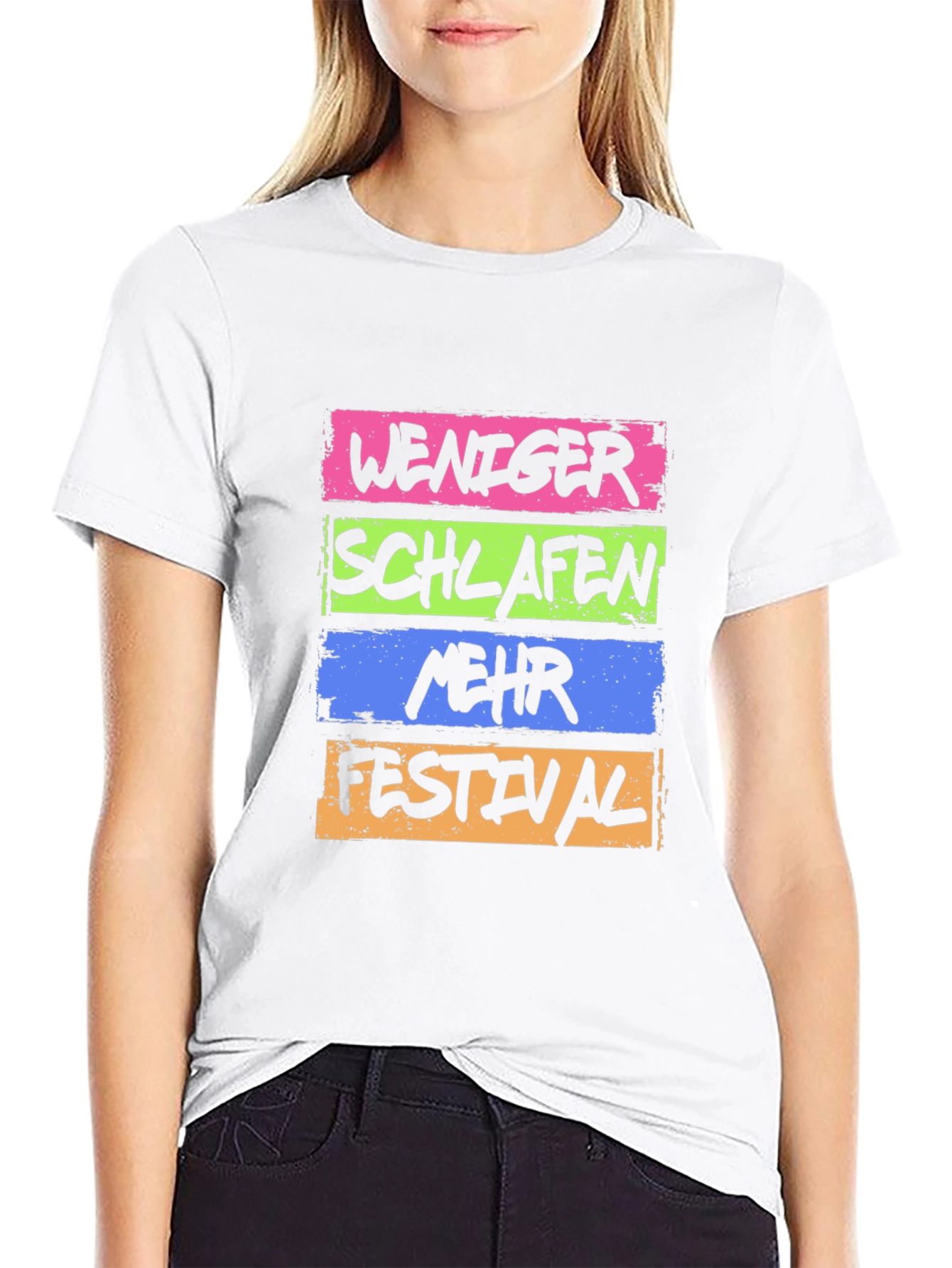 Weniger Schlafen Mehr Festival Black T-Shirt