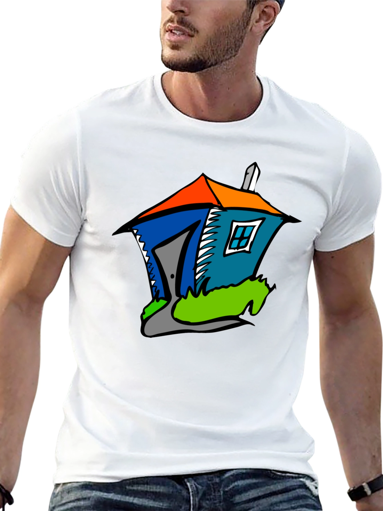 Cartoon House Graphic Tee - Stylish Comfort