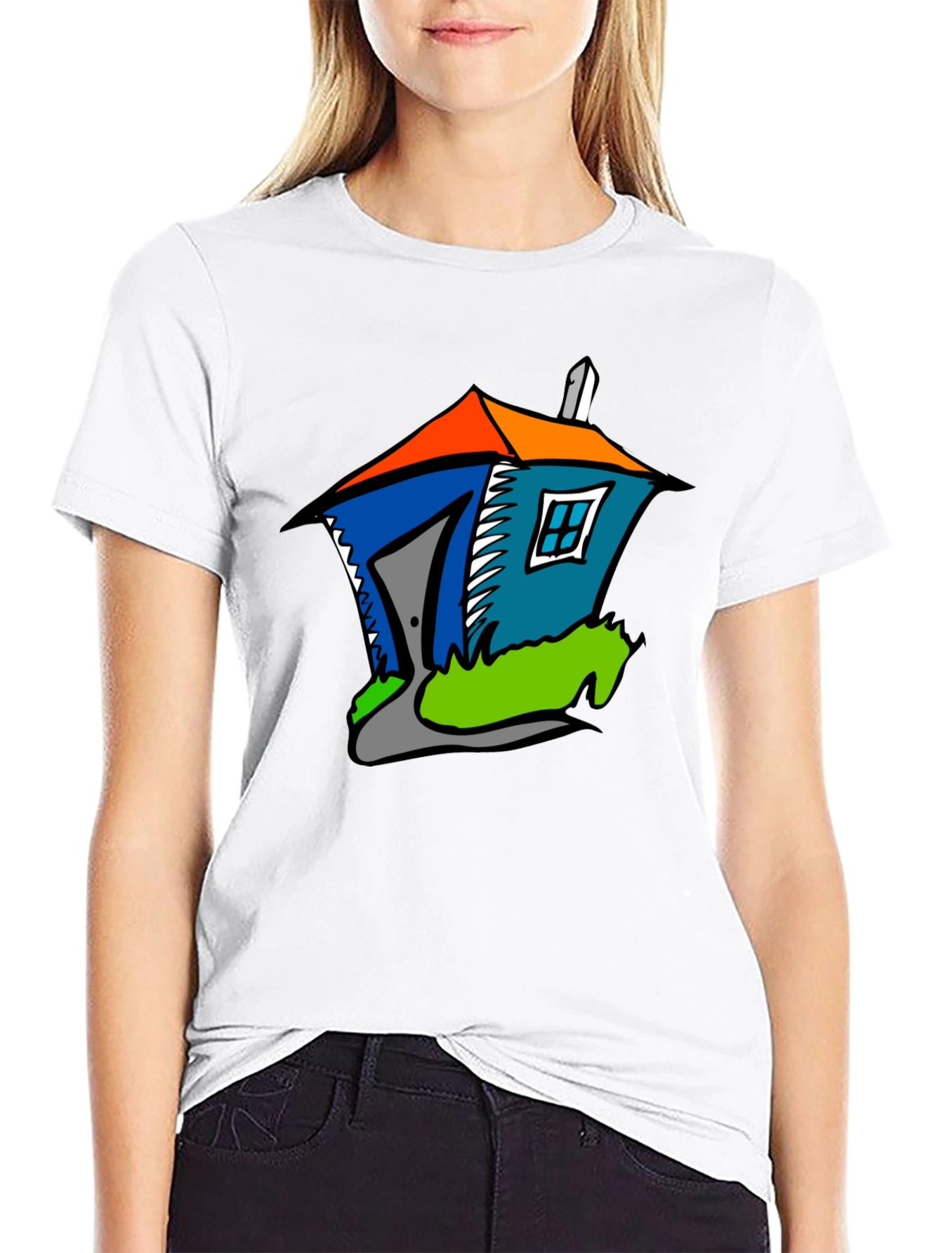 Cartoon House Graphic Tee - Stylish Comfort