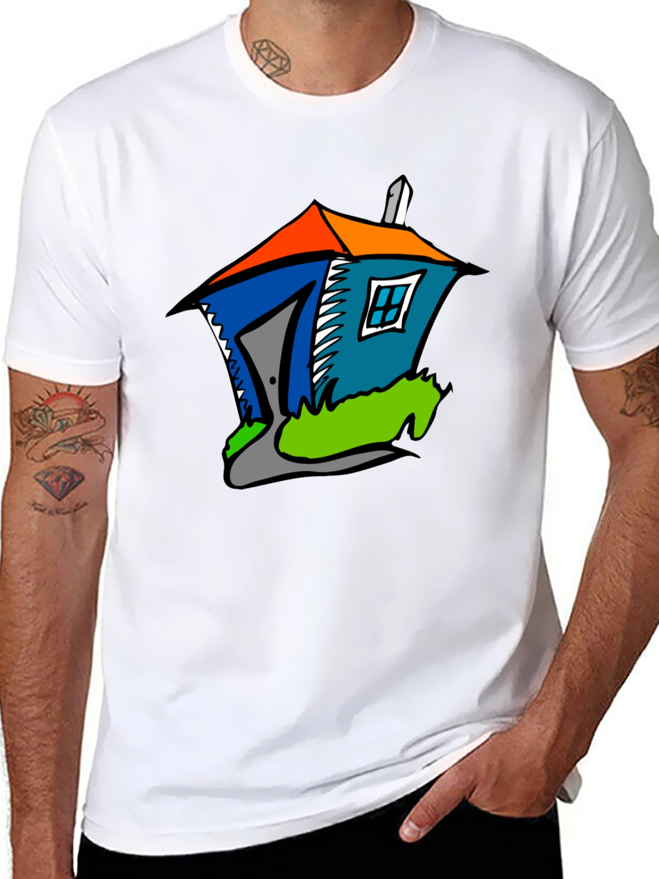 Cartoon House Graphic Tee - Stylish Comfort