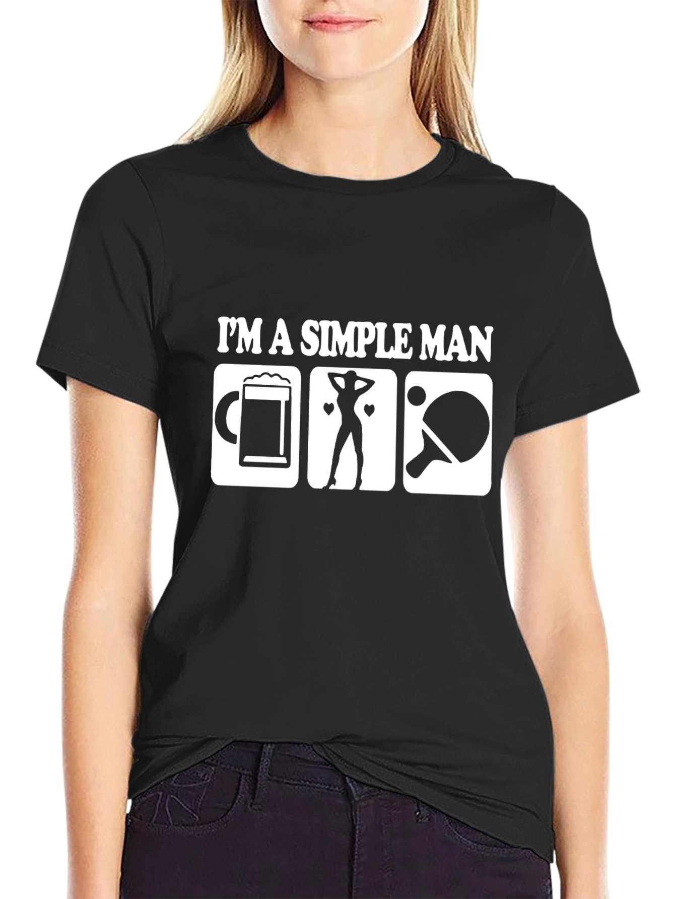 Simple Man T-Shirt: Beer Women Ping Pong