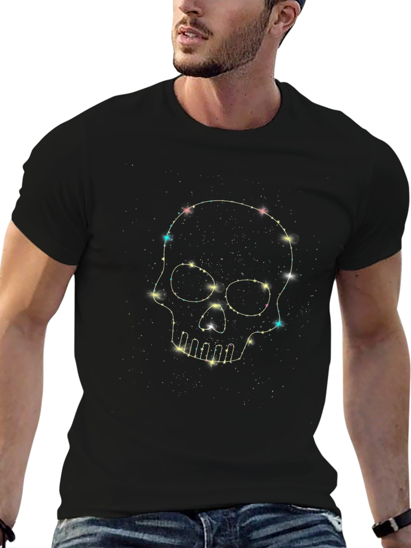 Starry Skull Graphic Tee - Mens Black T-Shirt