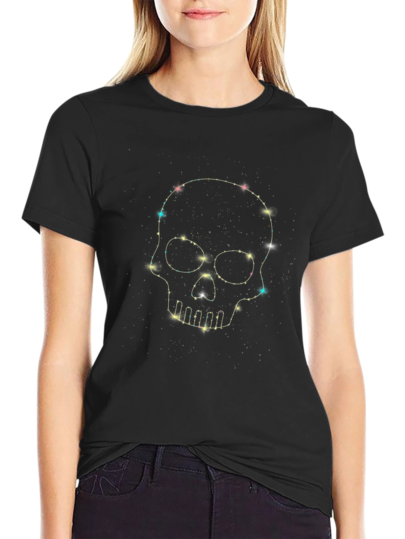 Starry Skull Graphic Tee - Mens Black T-Shirt