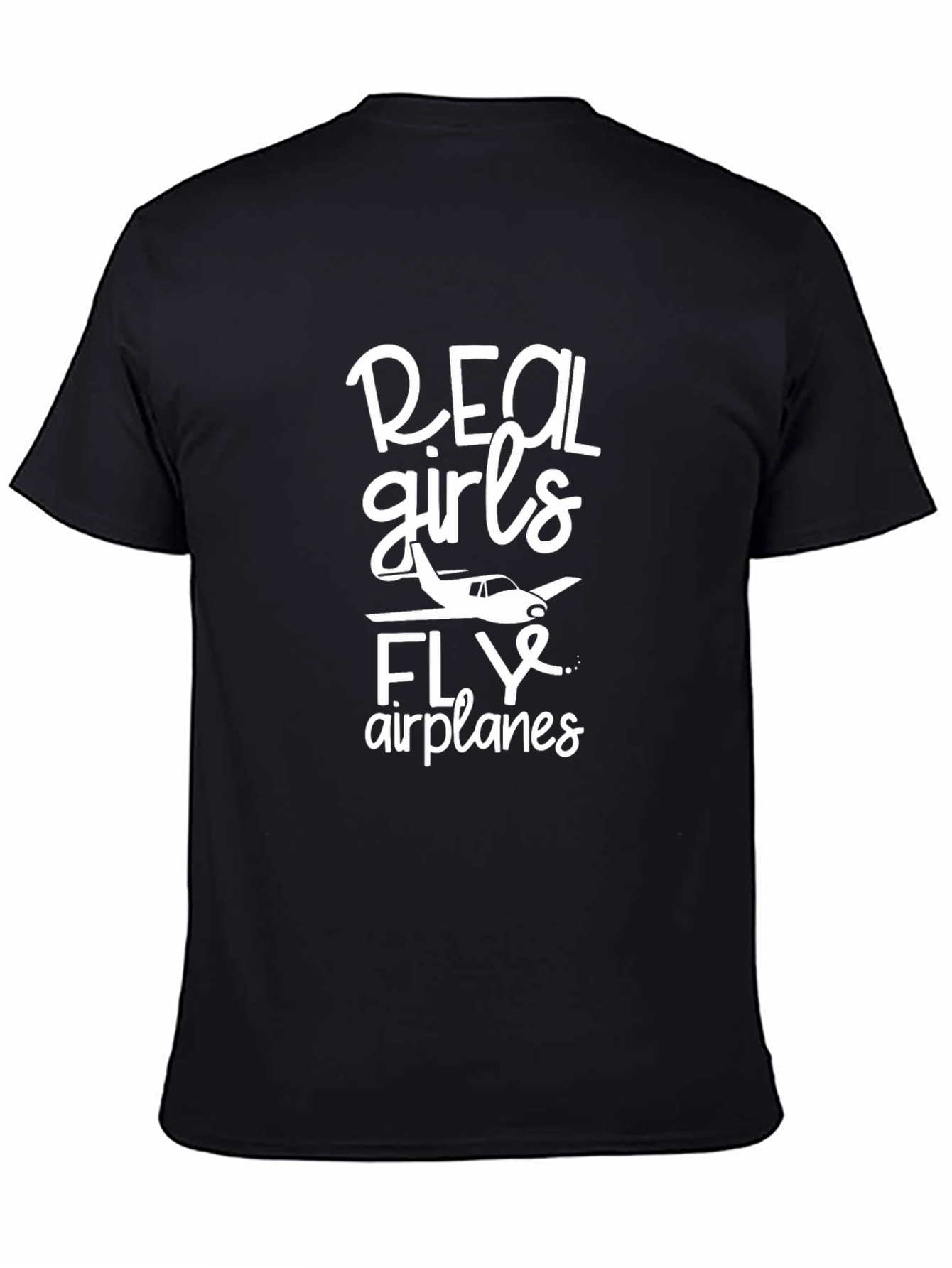 Real Girls Fly Airplanes Black T-Shirt