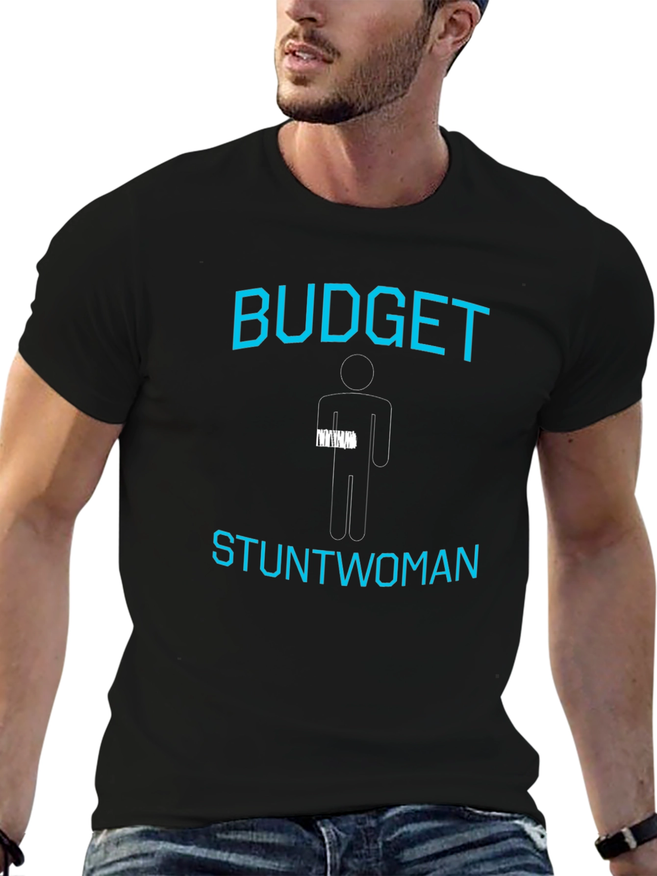Budget Stuntwoman Graphic T-Shirt - Black
