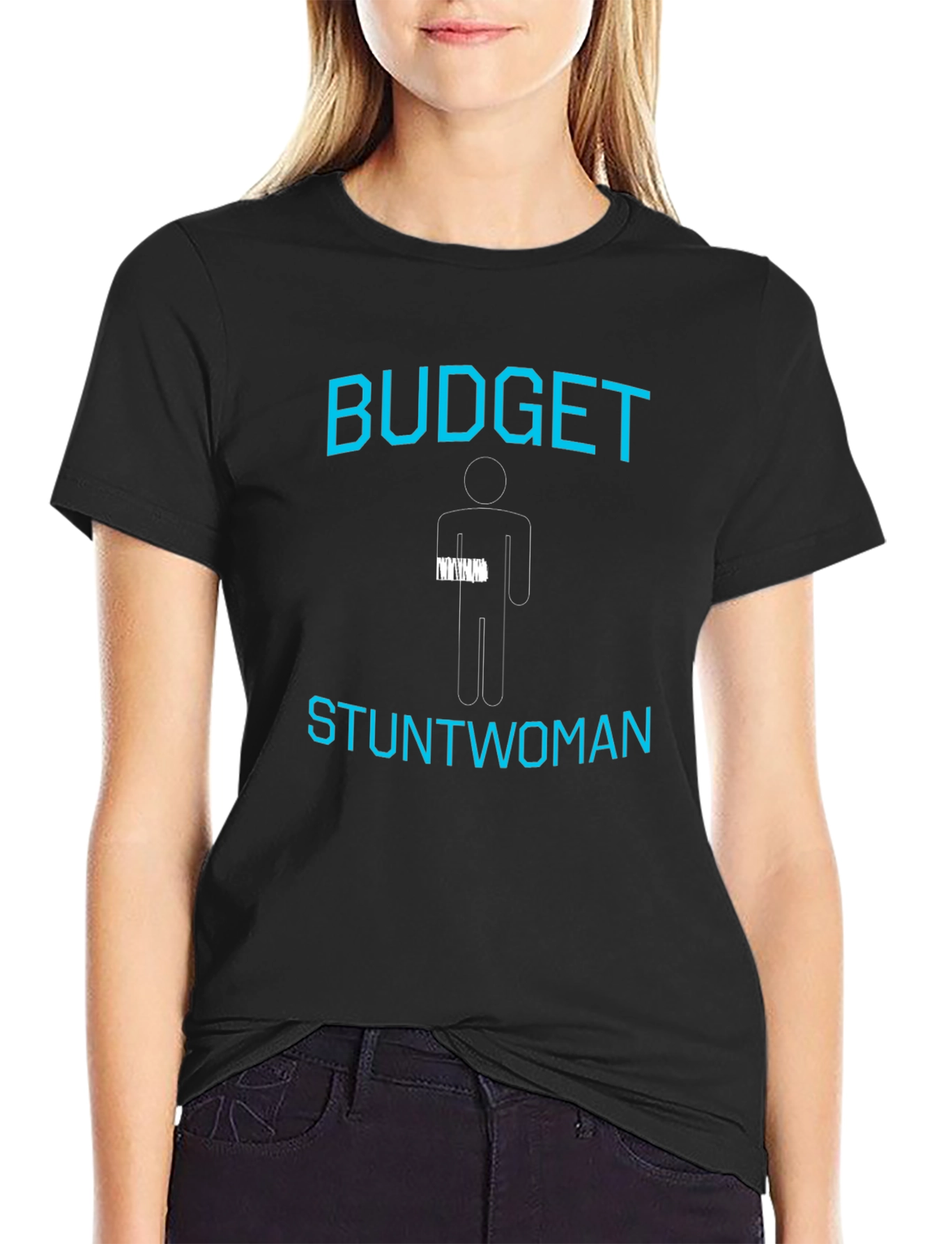 Budget Stuntwoman Graphic T-Shirt - Black