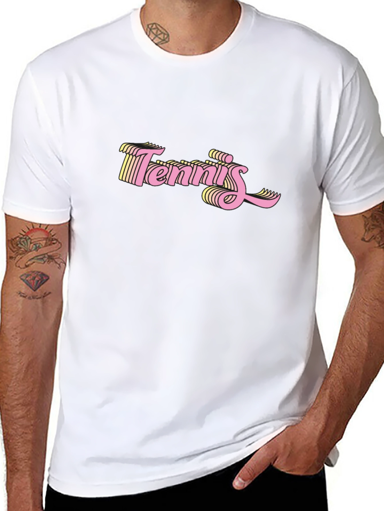 Retro Tennis Graphic Black T-Shirt