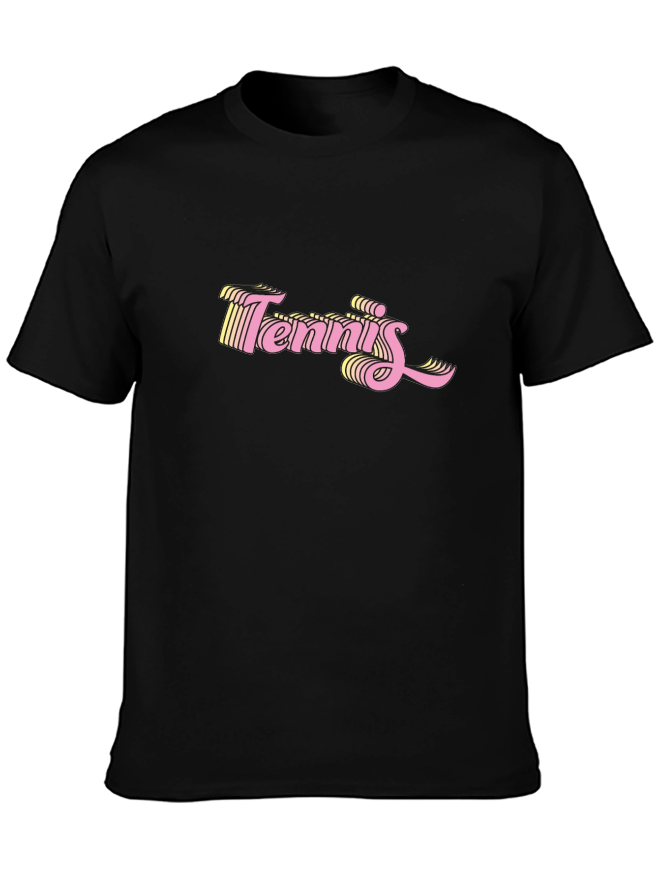 Retro Tennis Graphic Black T-Shirt