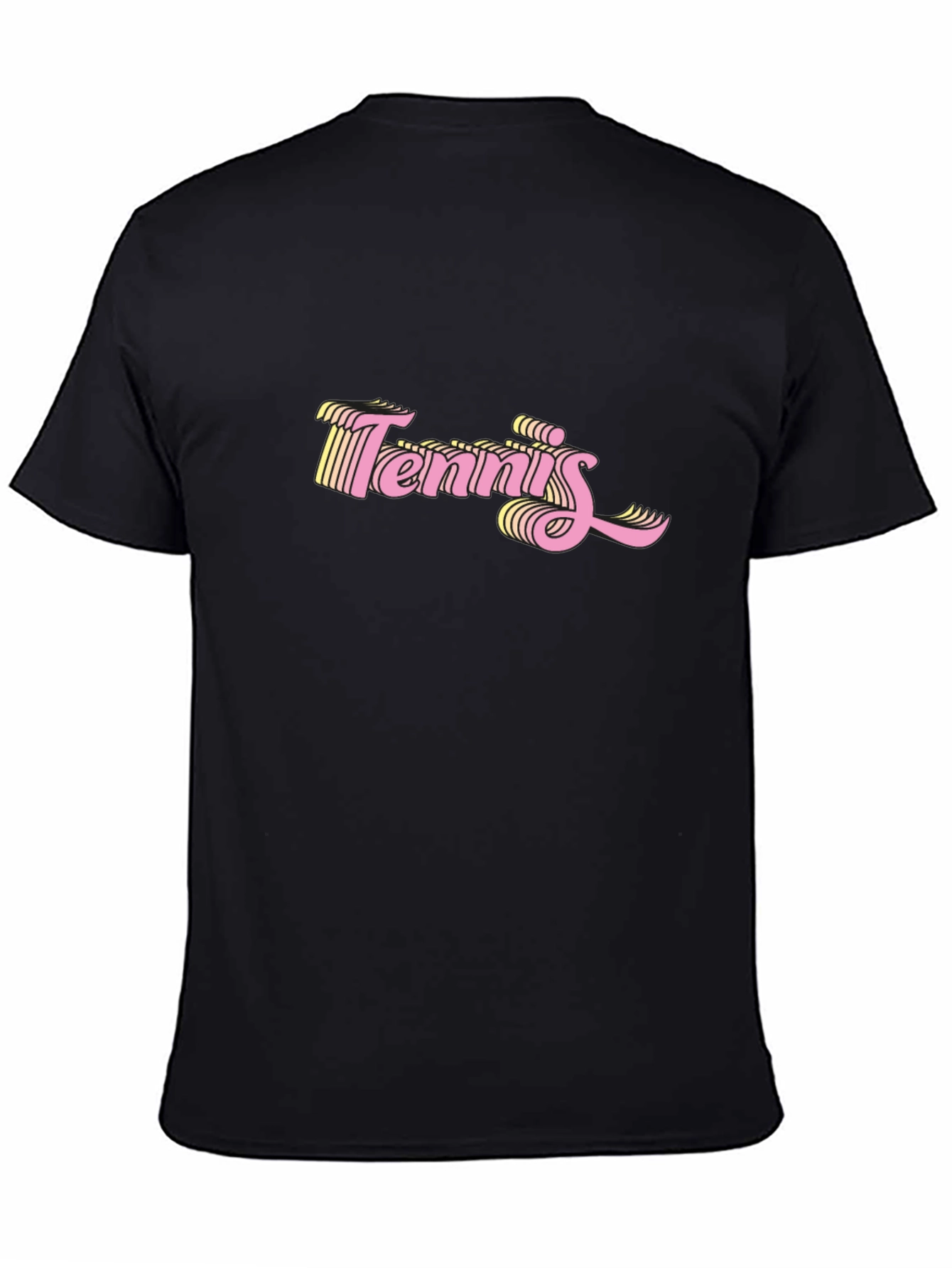 Retro Tennis Graphic Black T-Shirt