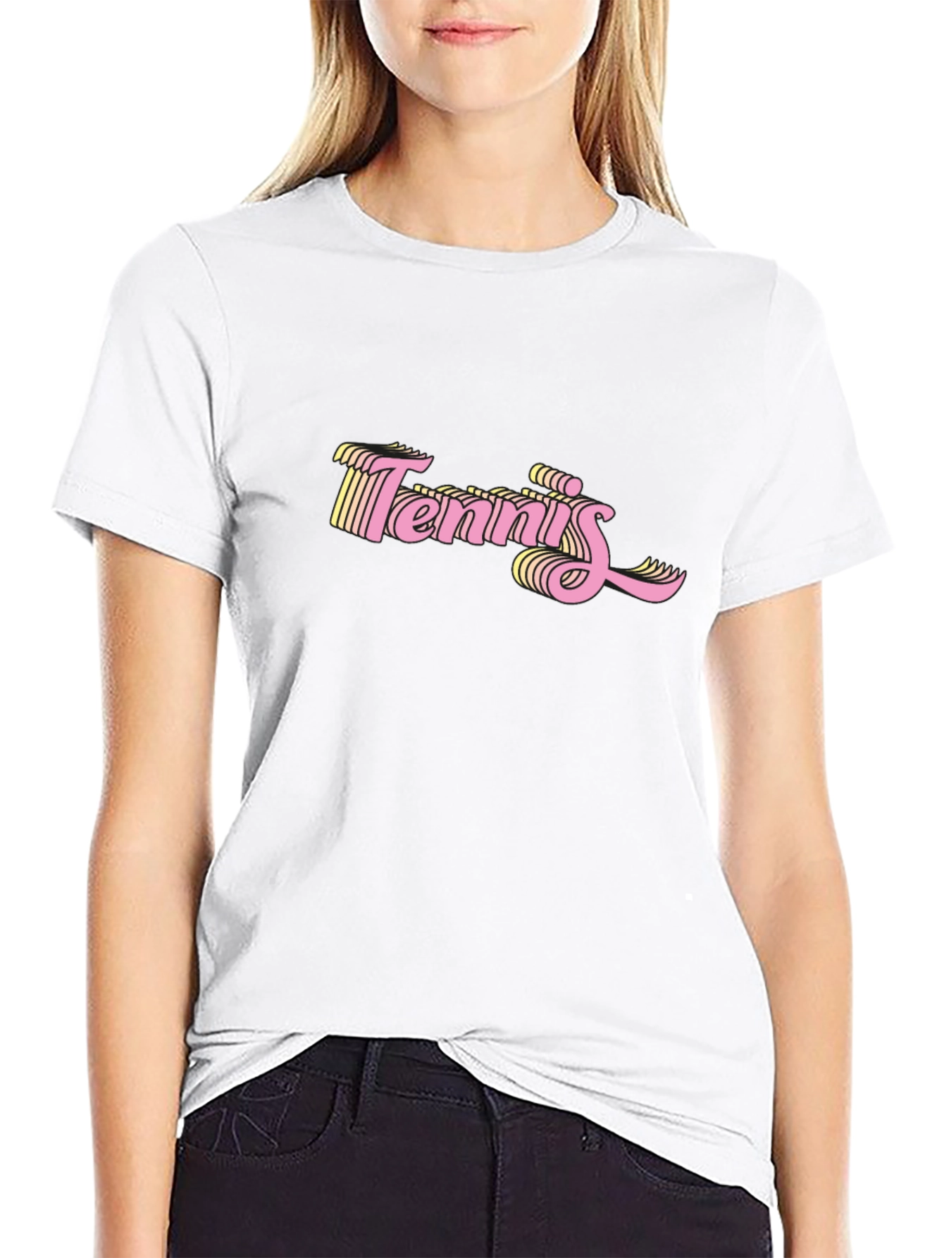 Retro Tennis Graphic Black T-Shirt