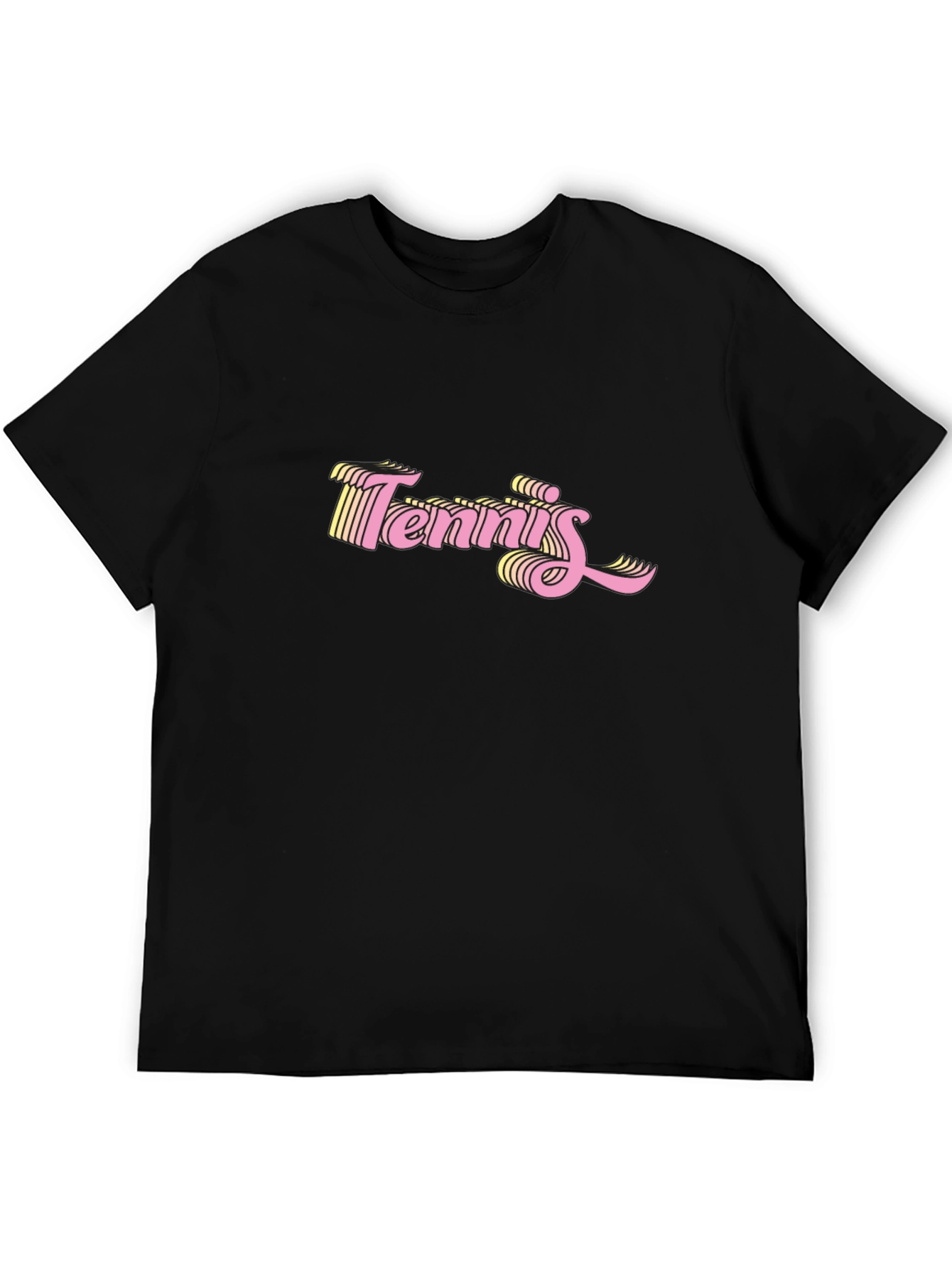 Retro Tennis Graphic Black T-Shirt