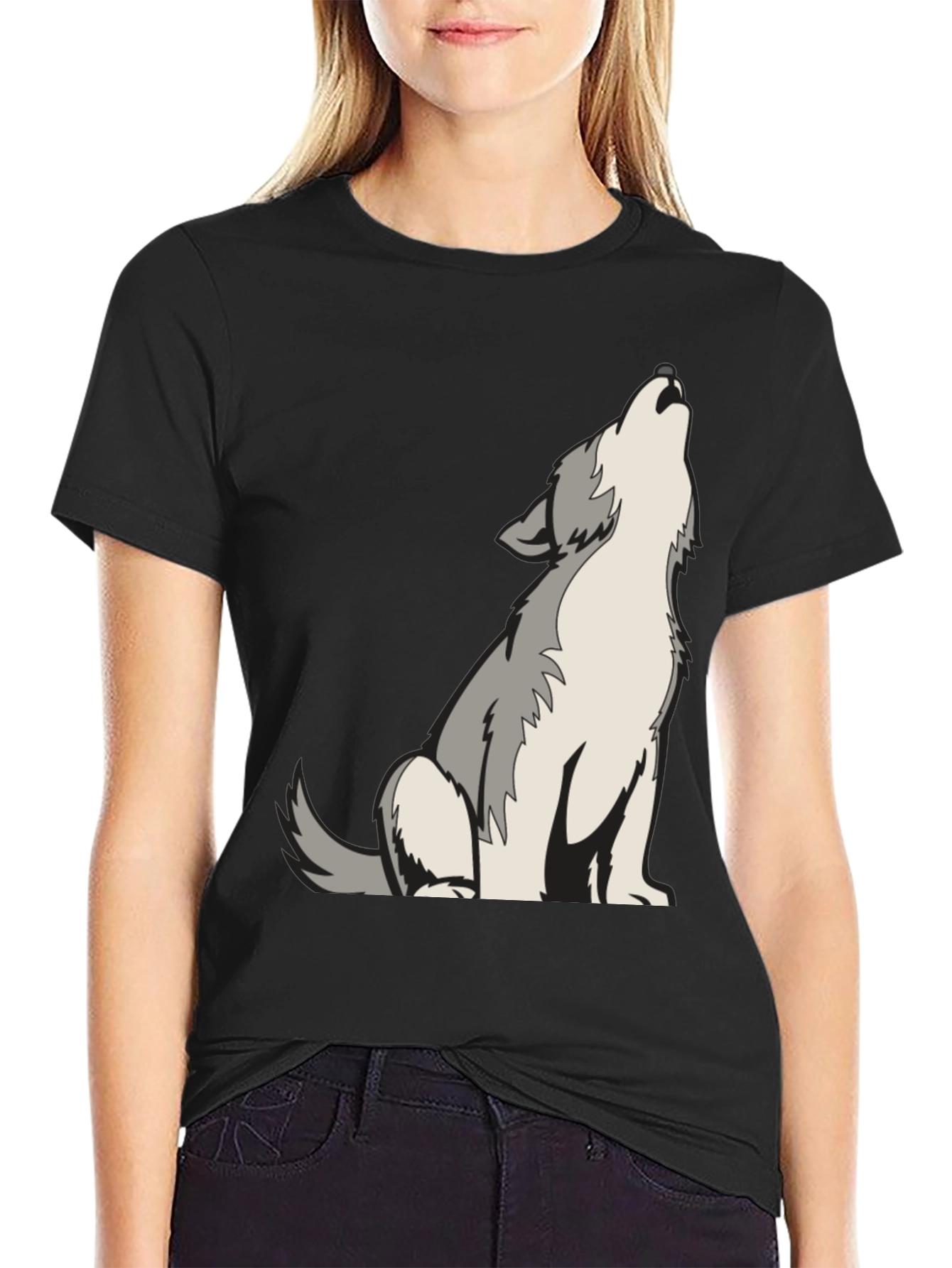 Wolf Howling Graphic Tee - Cool Animal Design