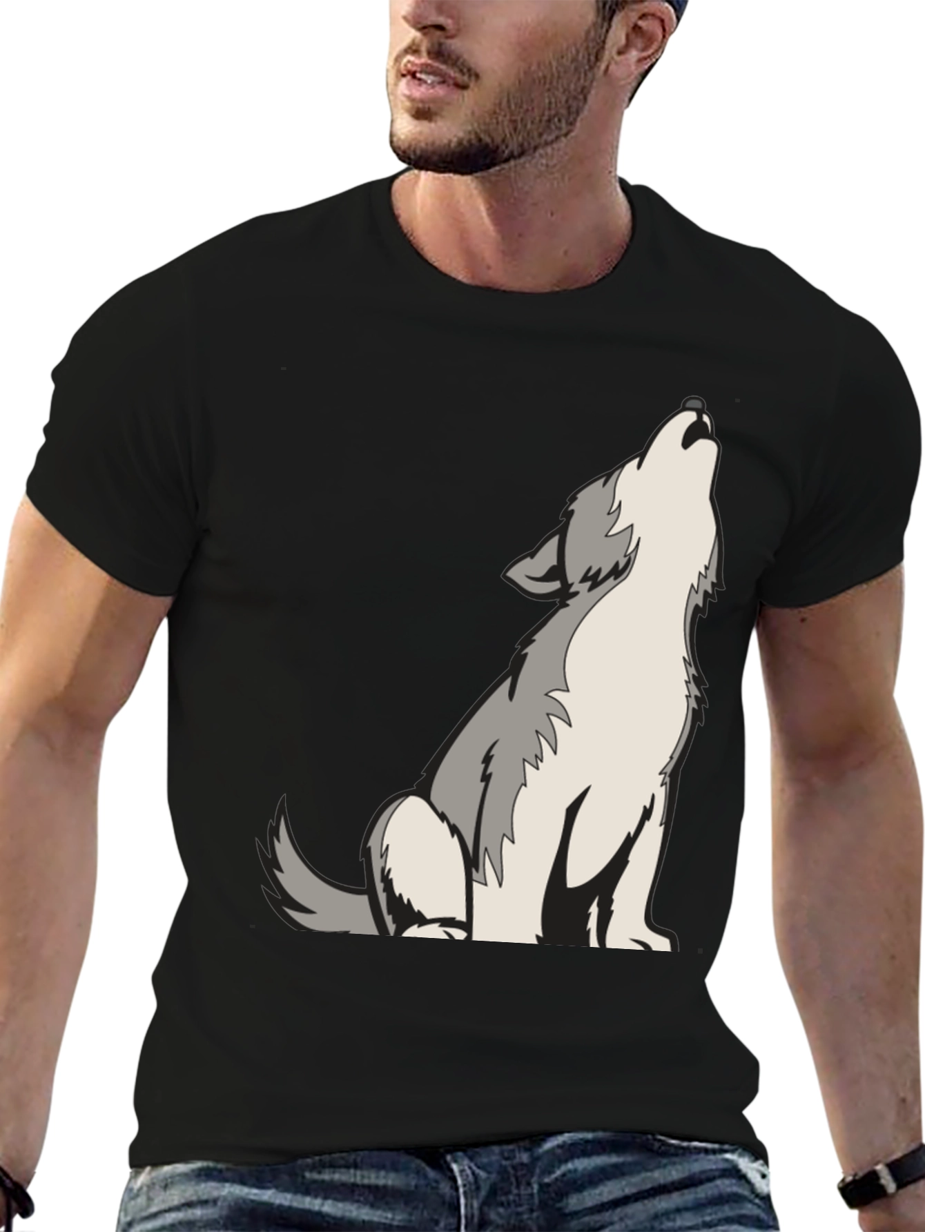 Wolf Howling Graphic Tee - Cool Animal Design